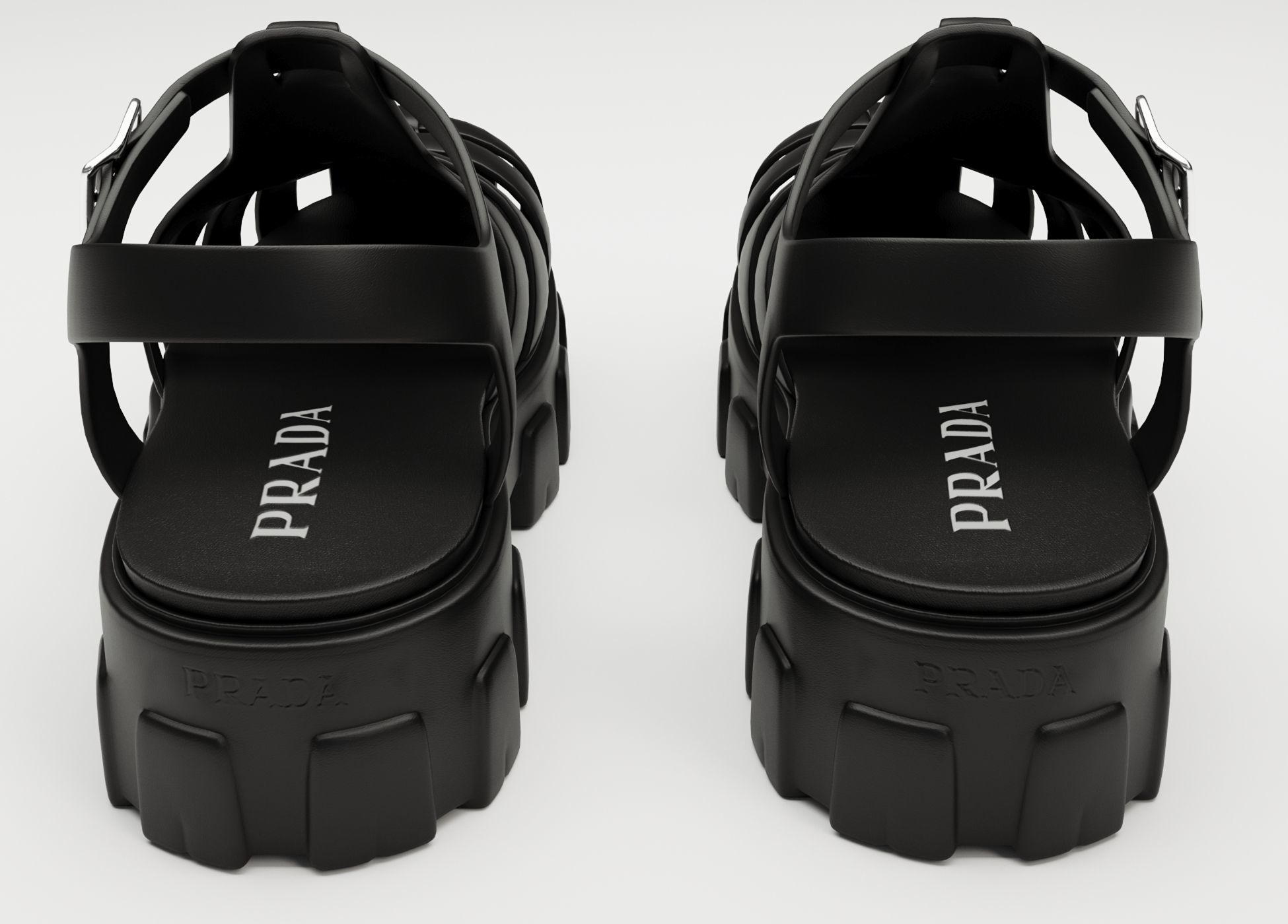 Sandals Prada on platform collection Low-poly 3D model_20