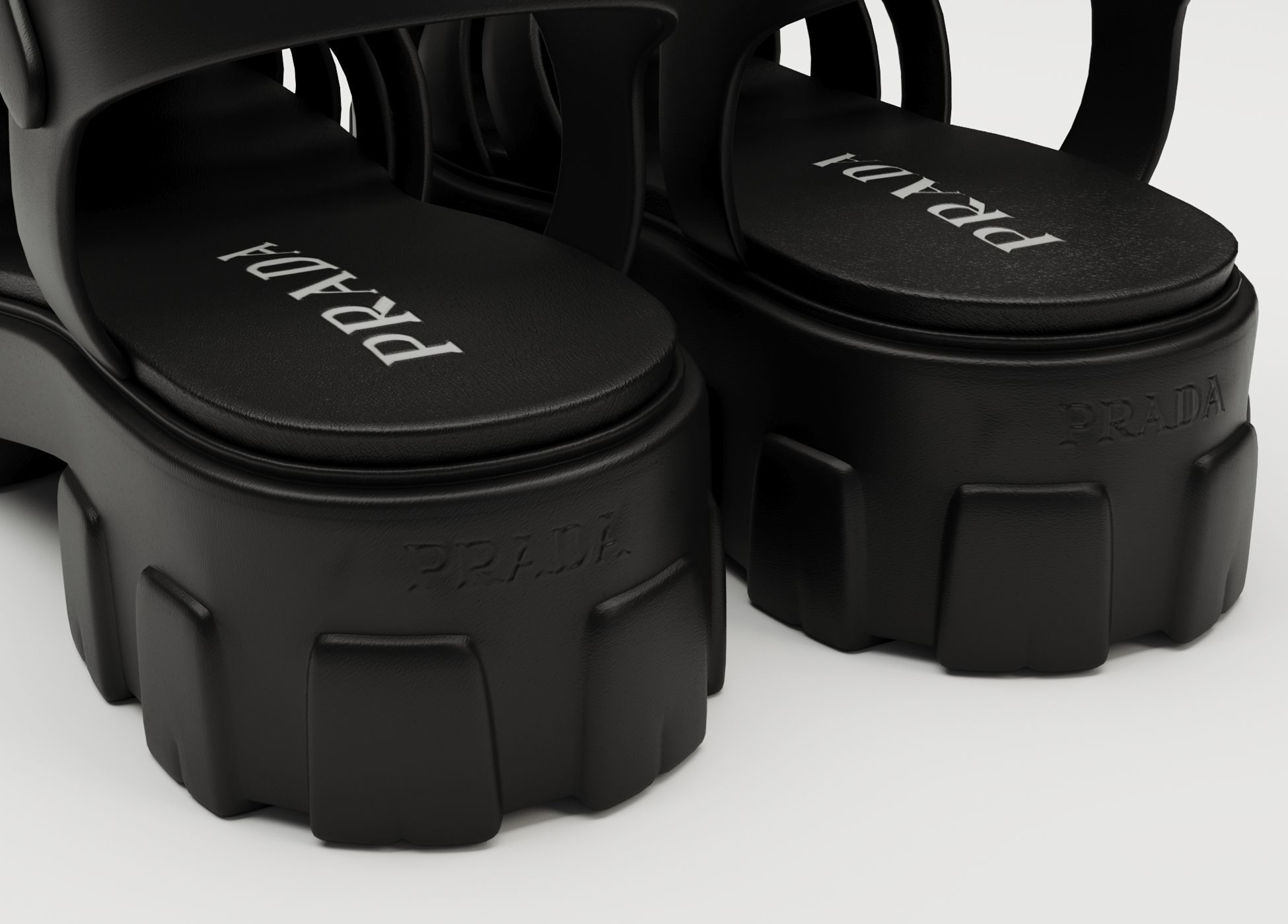 Sandals Prada on platform collection Low-poly 3D model_24