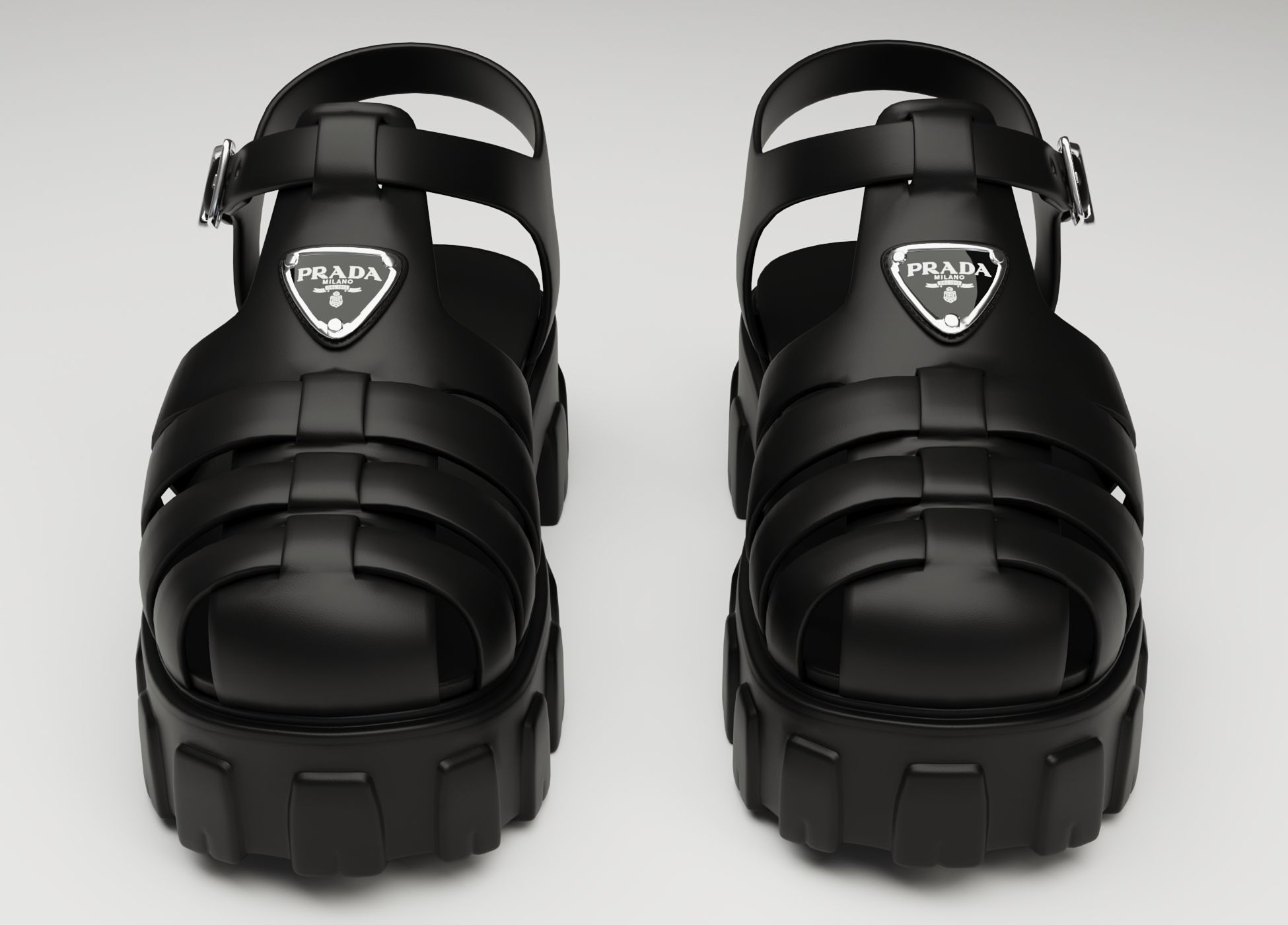 Sandals Prada on platform collection Low-poly 3D model_12