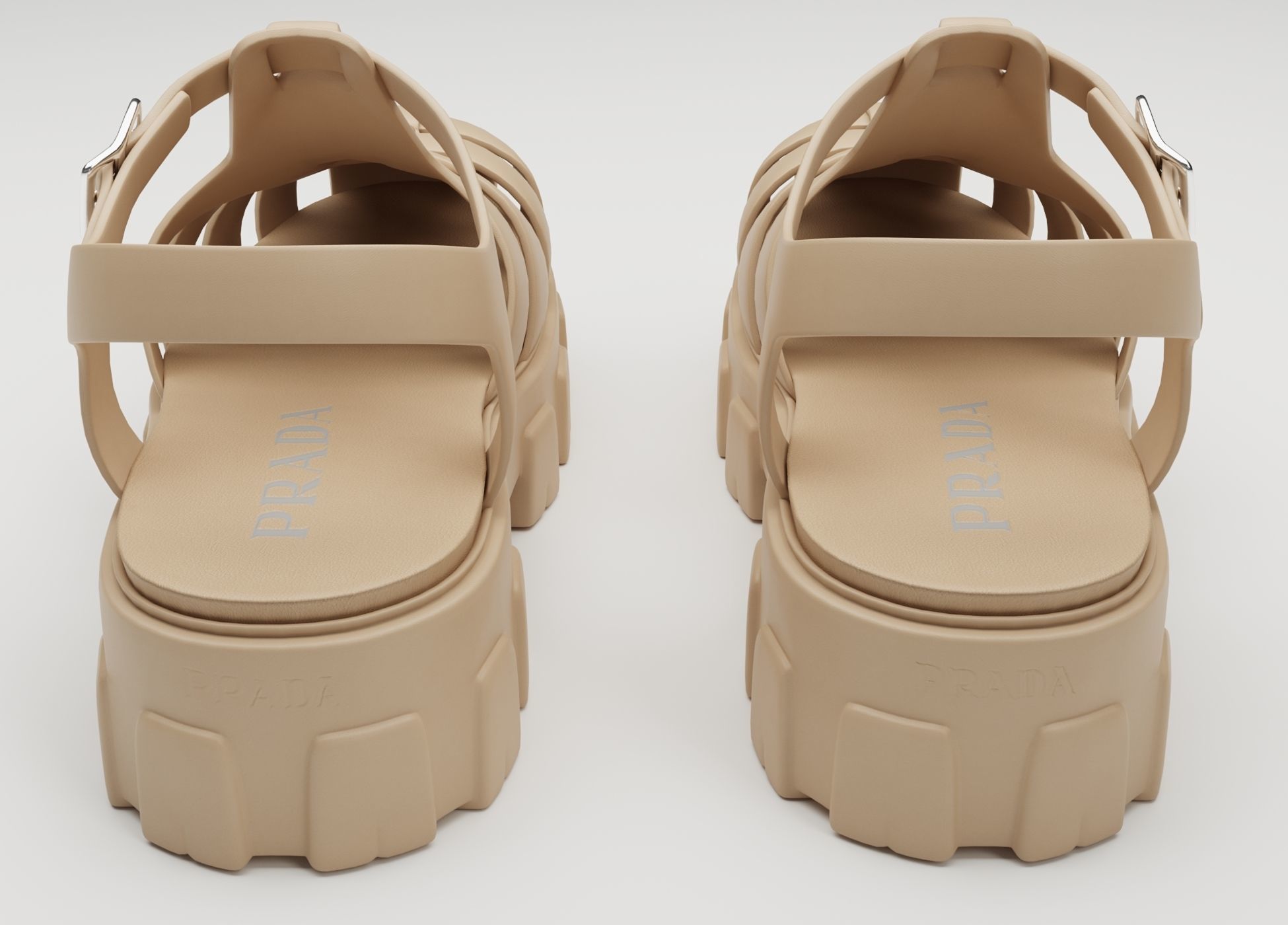 Sandals Prada on platform collection Low-poly 3D model_17