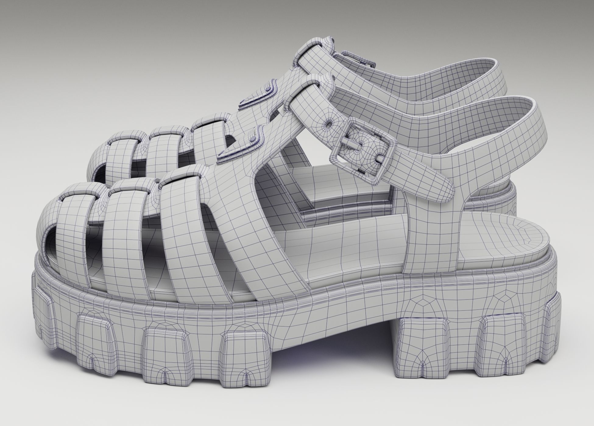 Sandals Prada on platform collection Low-poly 3D model_32