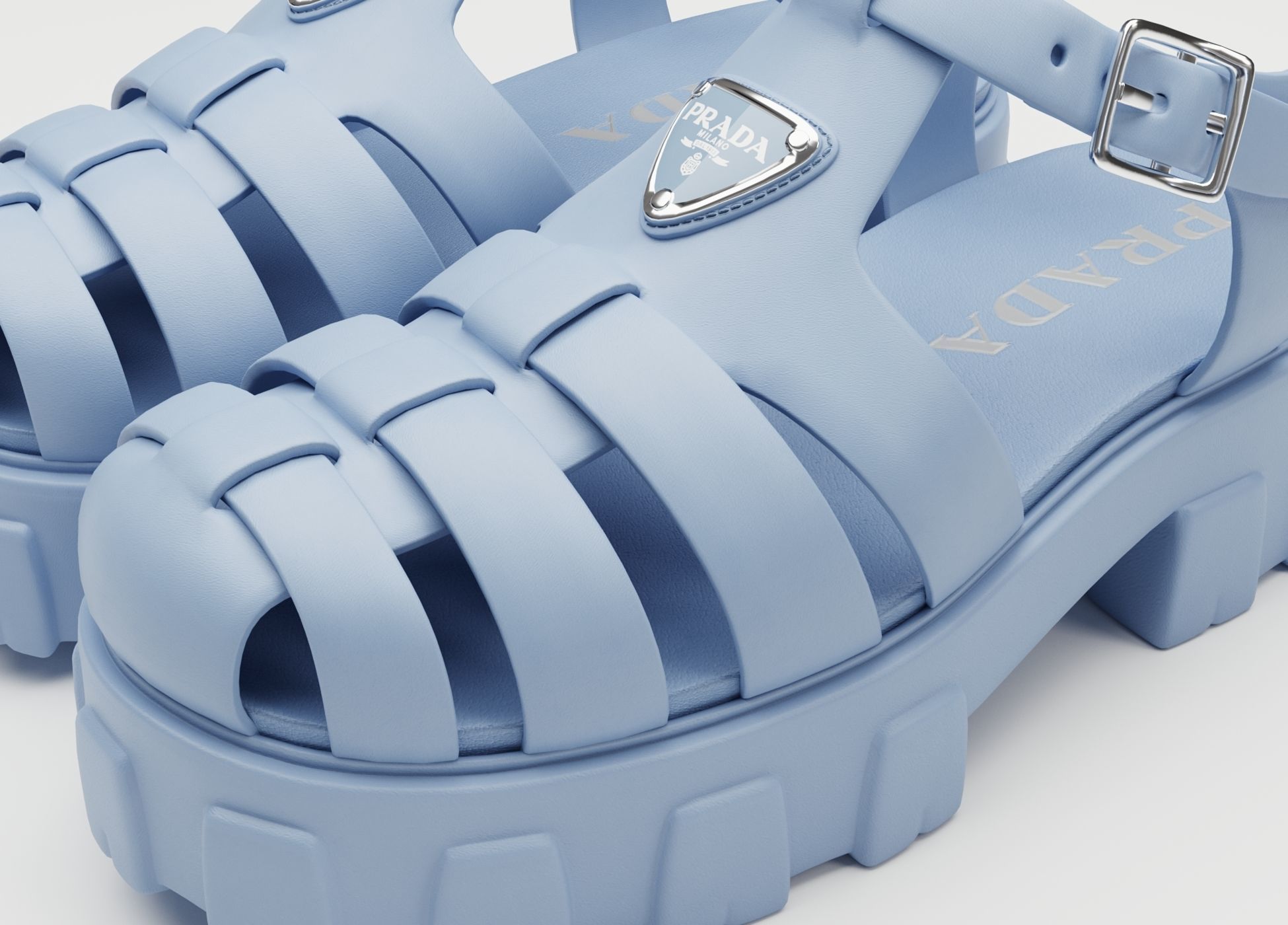 Sandals Prada on platform collection Low-poly 3D model_27