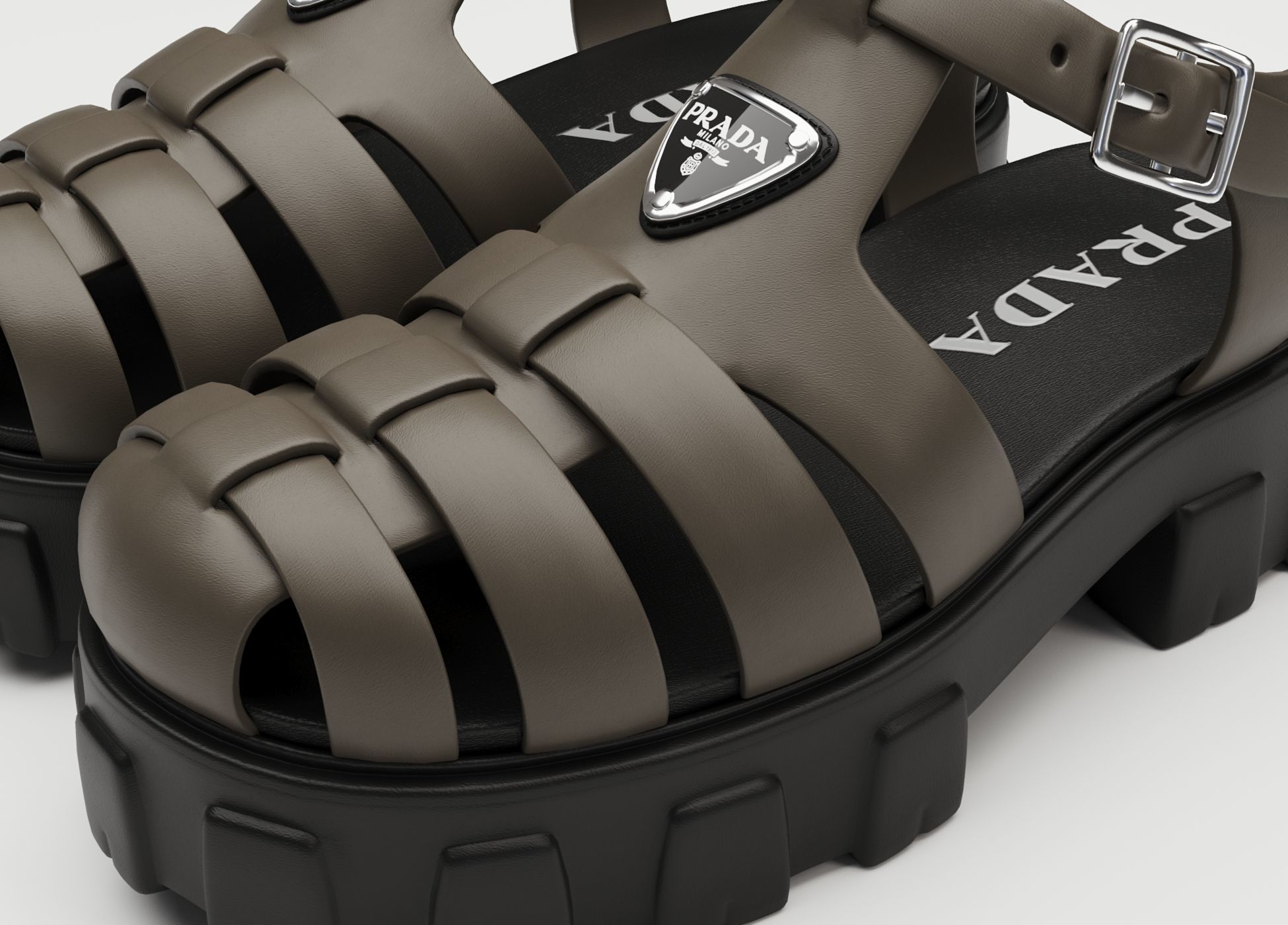 Sandals Prada on platform collection Low-poly 3D model_26