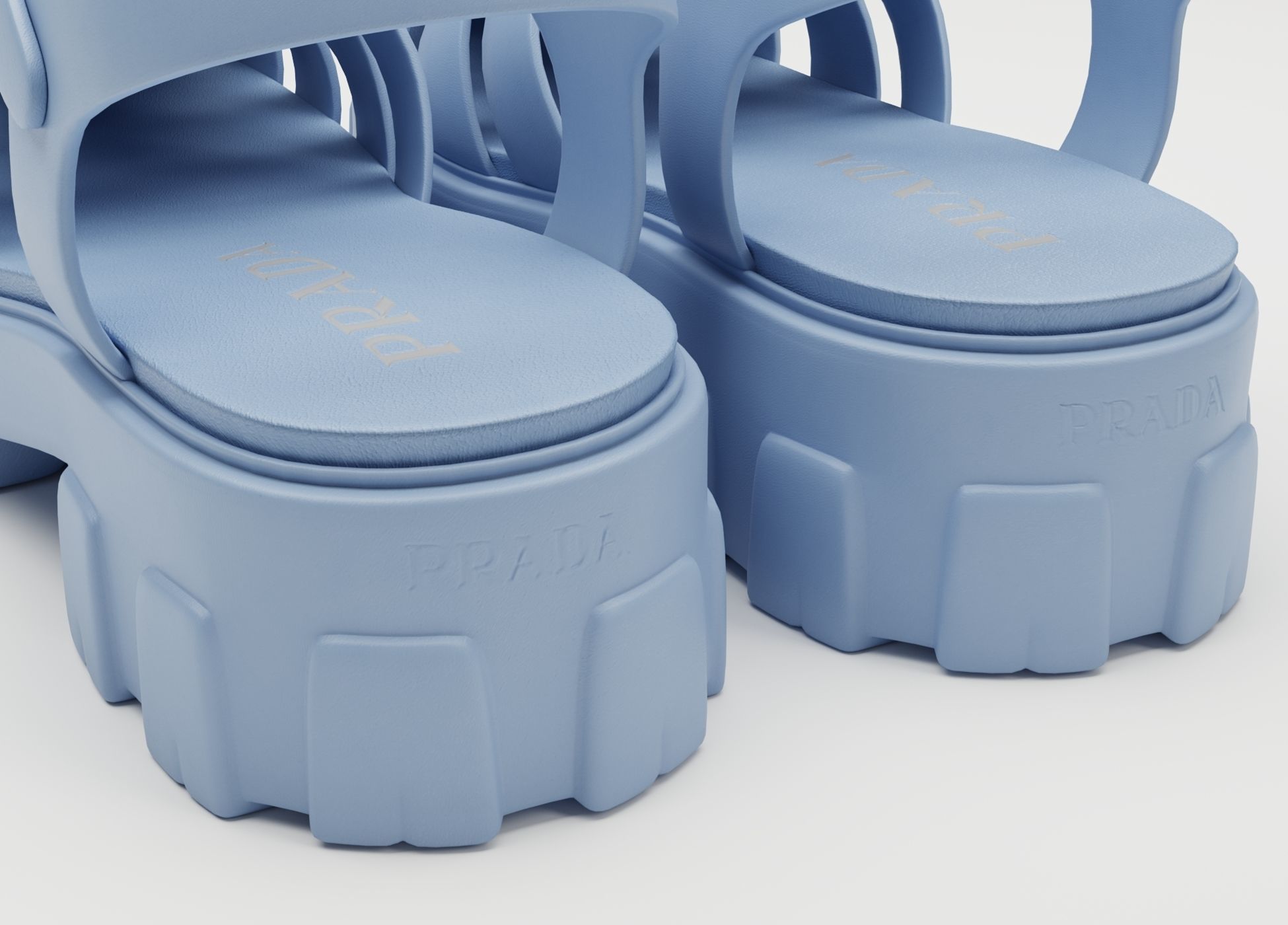 Sandals Prada on platform collection Low-poly 3D model_23