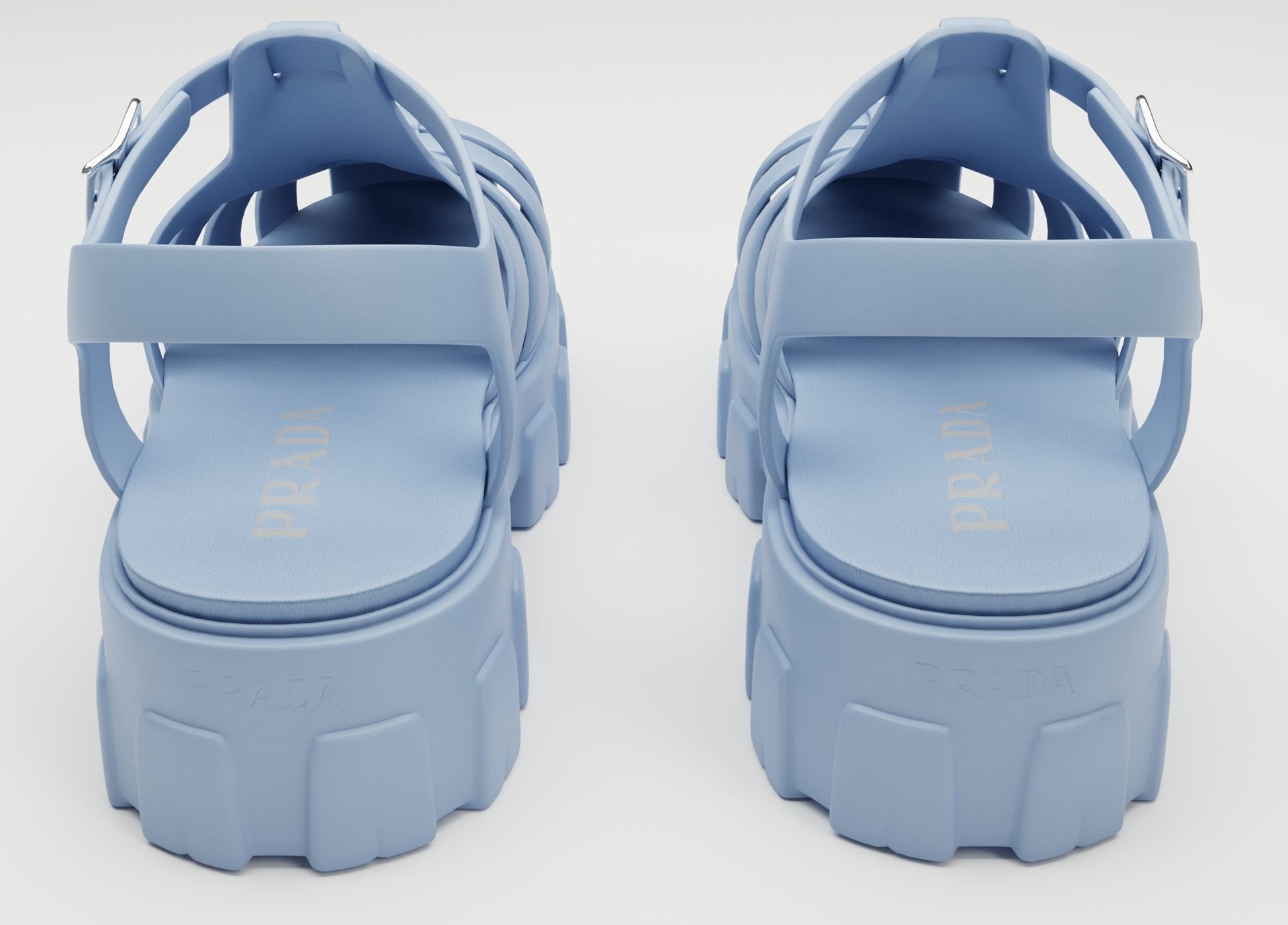 Sandals Prada on platform collection Low-poly 3D model_19