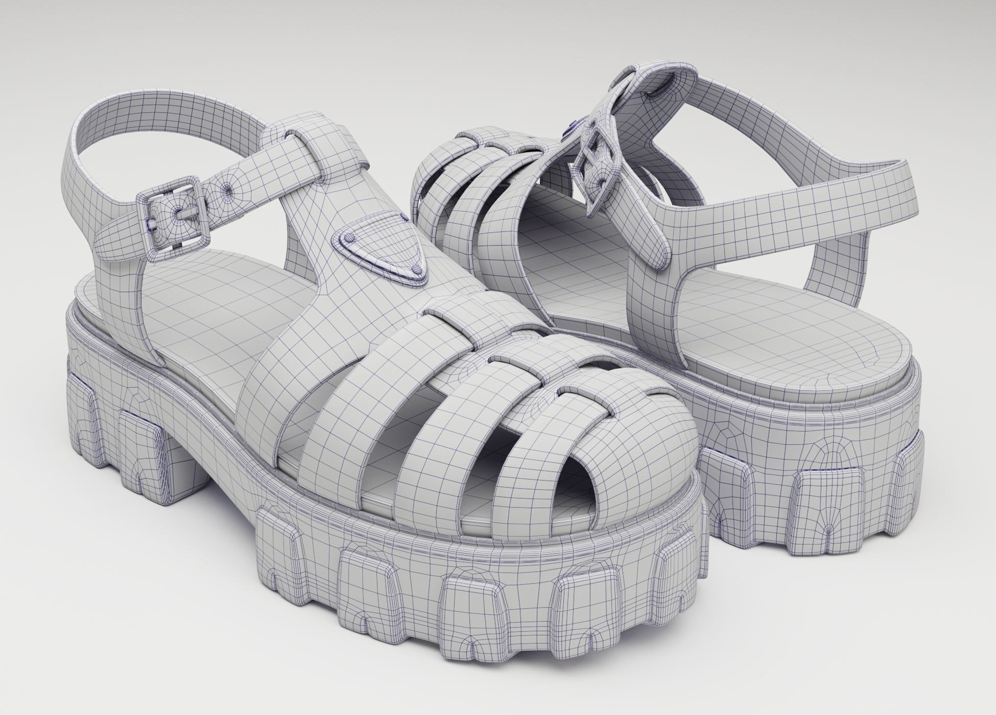 Sandals Prada on platform collection Low-poly 3D model_29