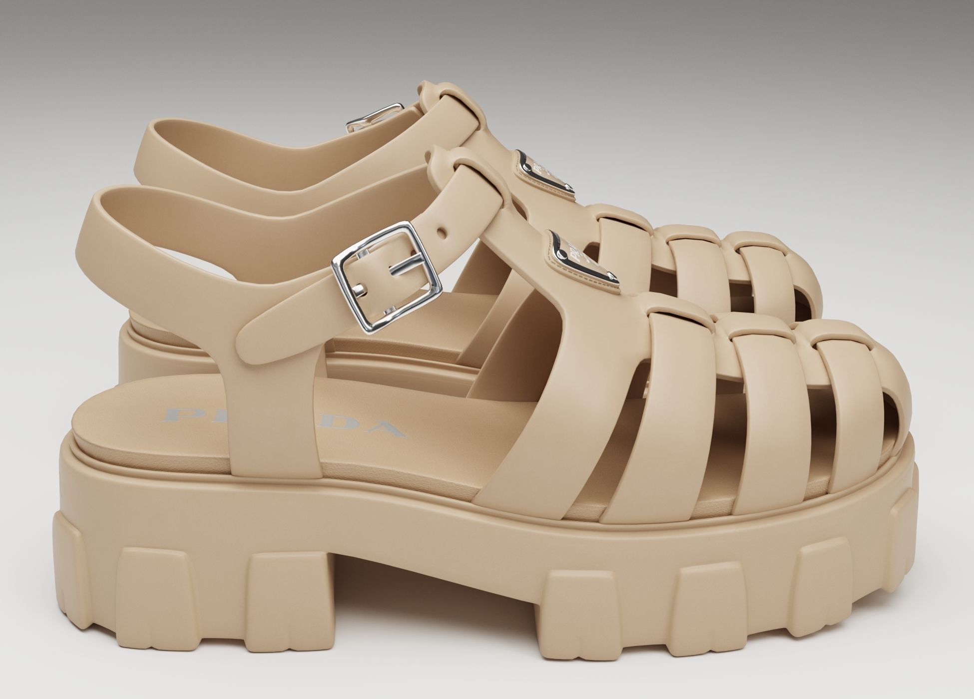 Sandals Prada on platform collection Low-poly 3D model_13