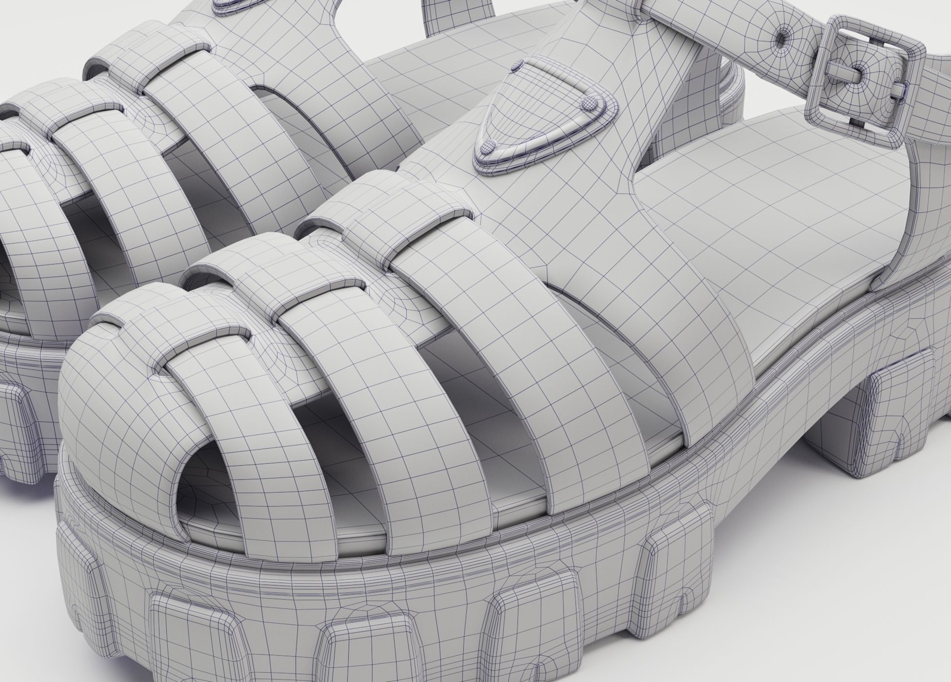 Sandals Prada on platform collection Low-poly 3D model_35