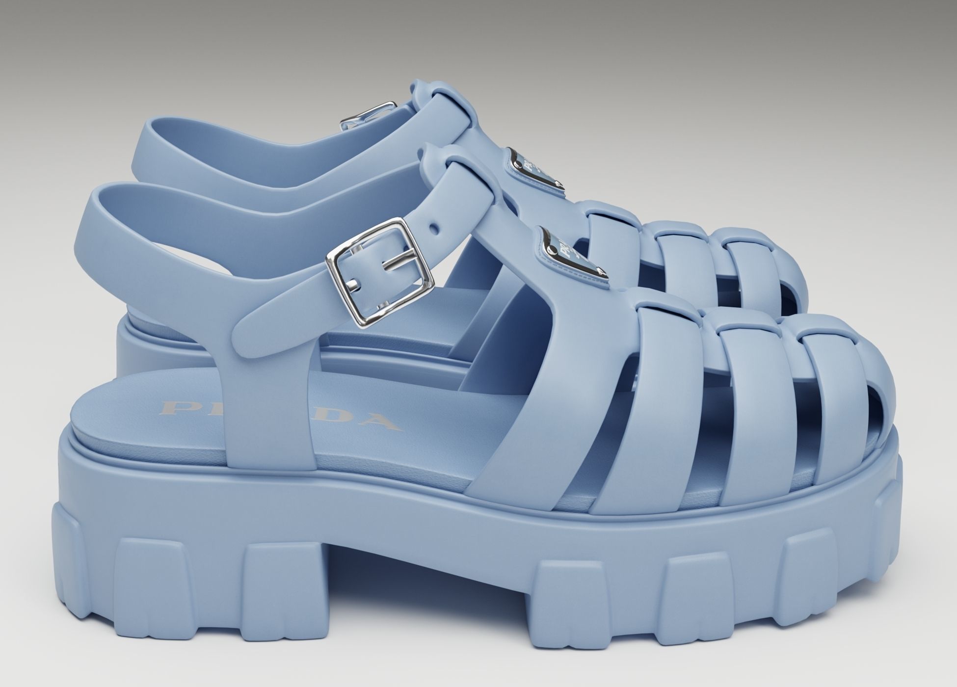 Sandals Prada on platform collection Low-poly 3D model_15