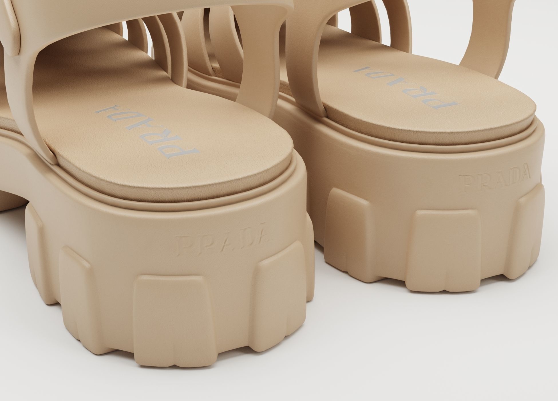 Sandals Prada on platform collection Low-poly 3D model_21