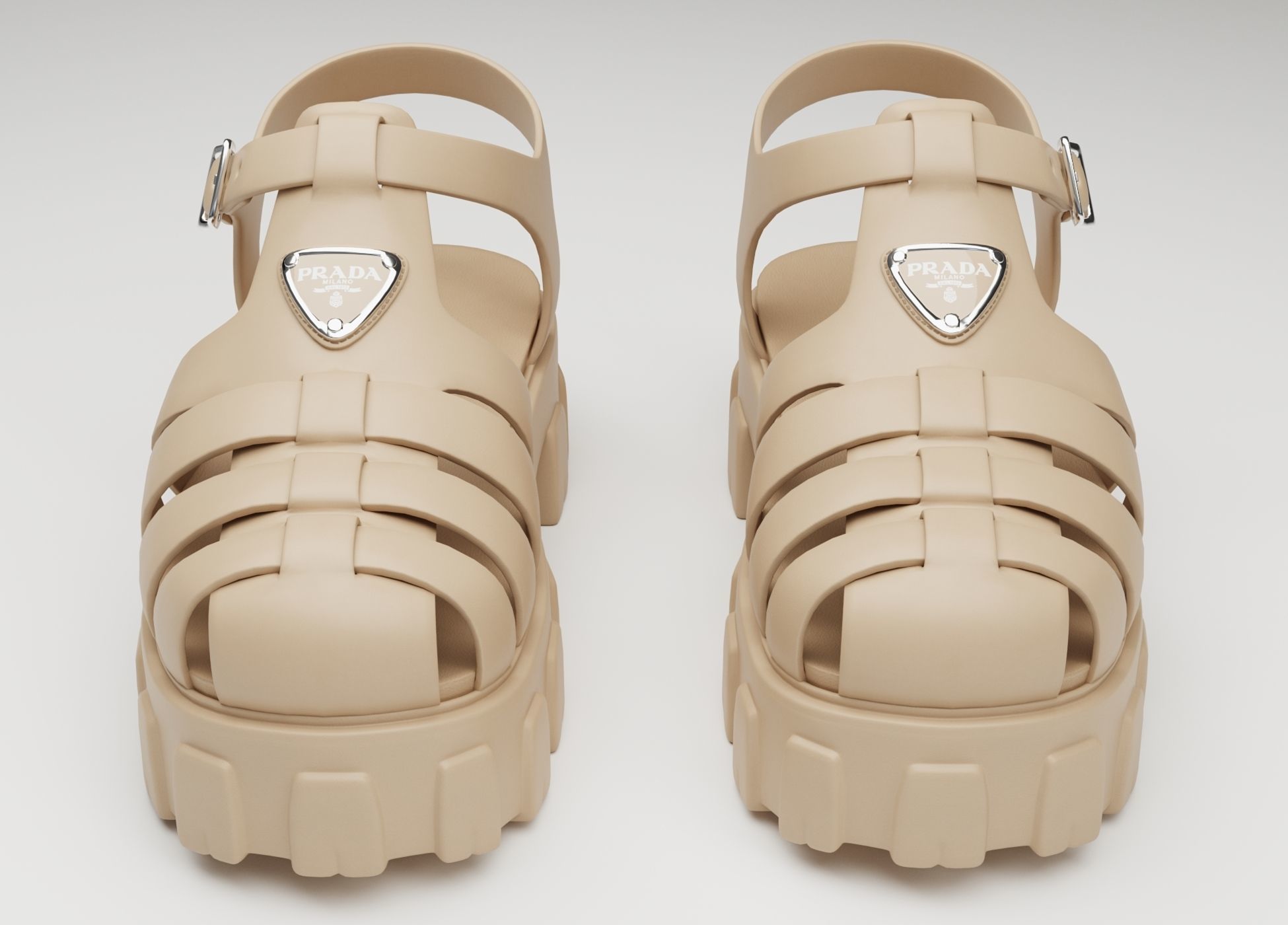 Sandals Prada on platform collection Low-poly 3D model_9