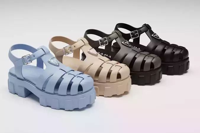 Sandals Prada on platform collection Low-poly 3D model