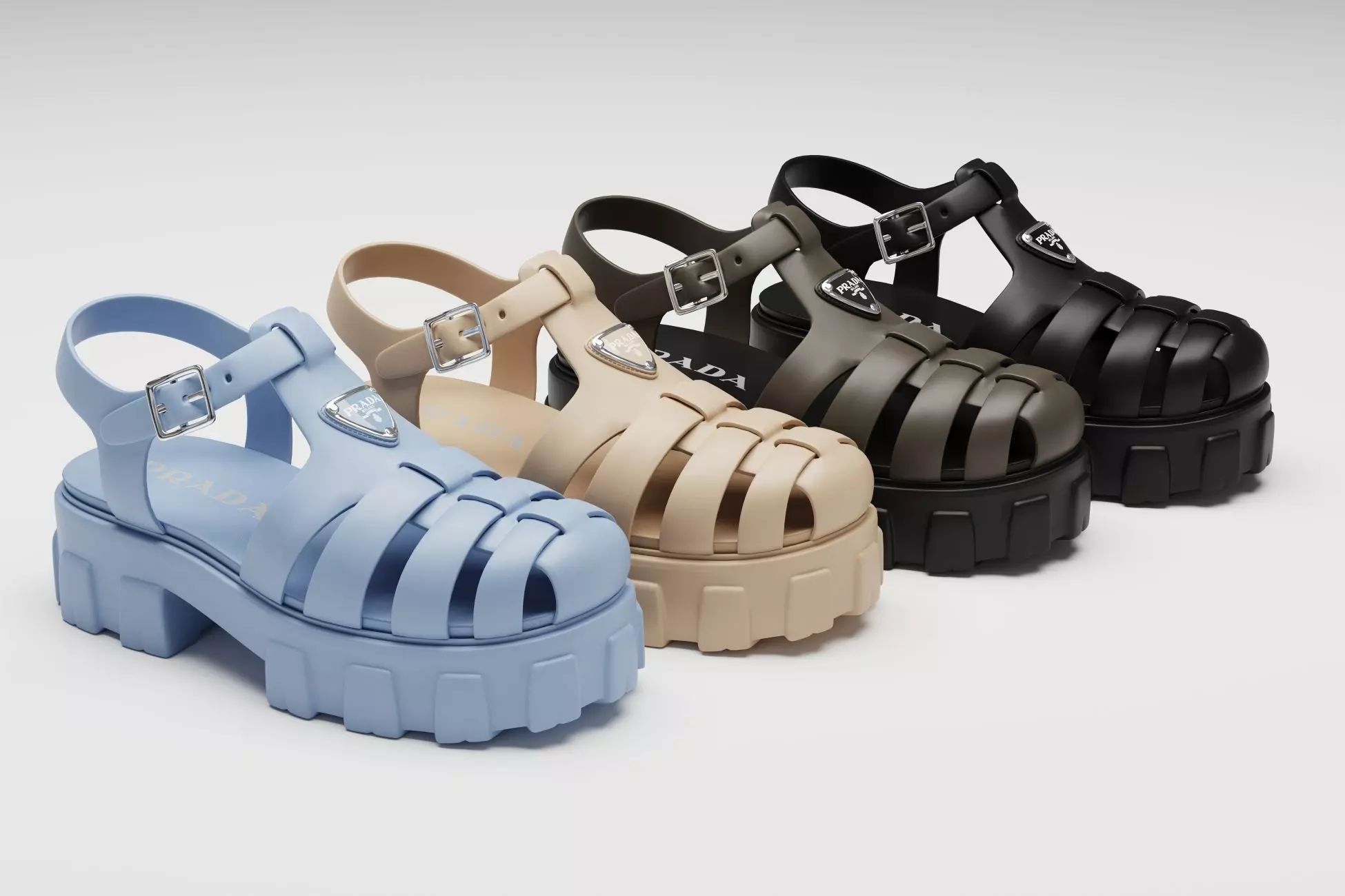 Sandals Prada on platform collection Low-poly 3D model_0