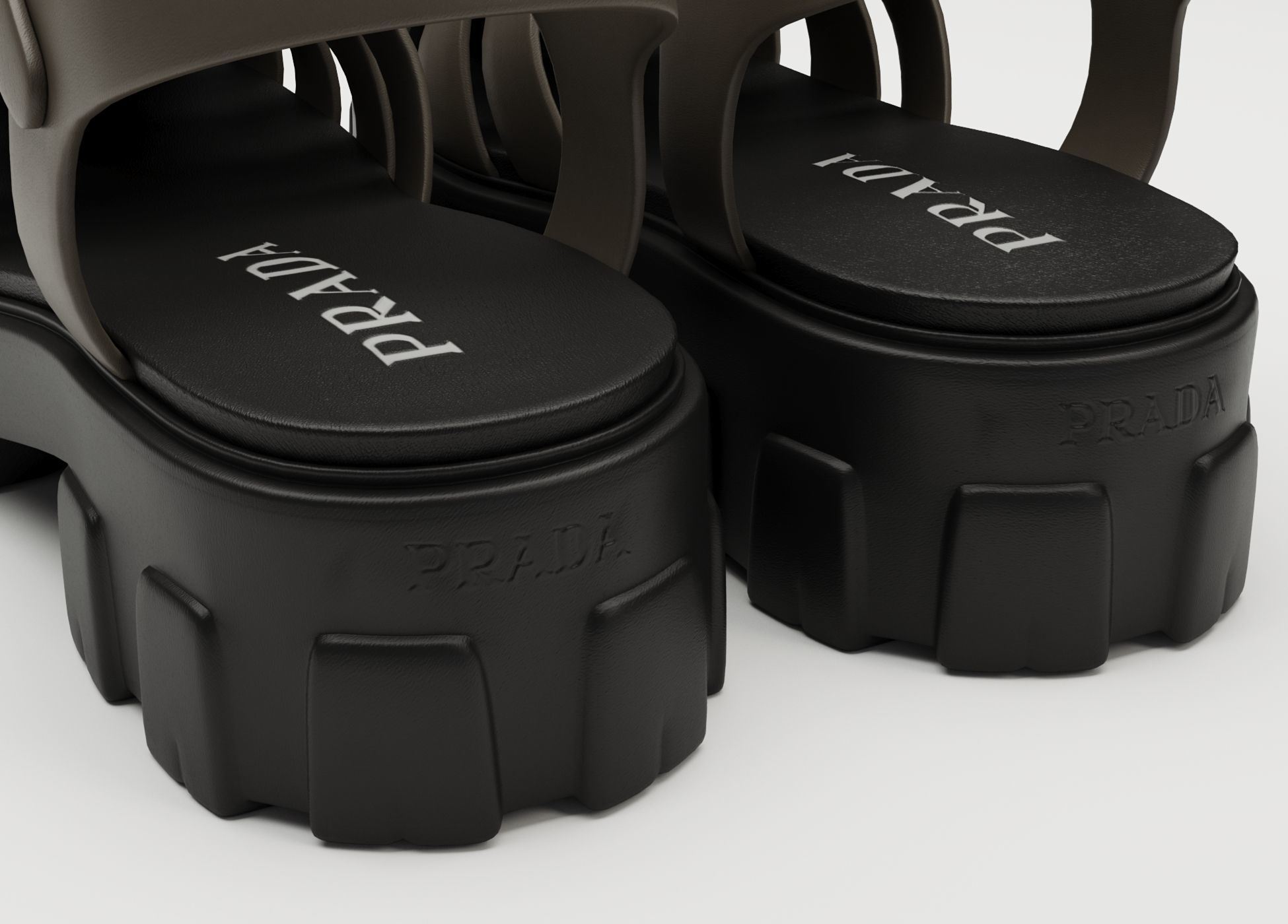 Sandals Prada on platform collection Low-poly 3D model_22