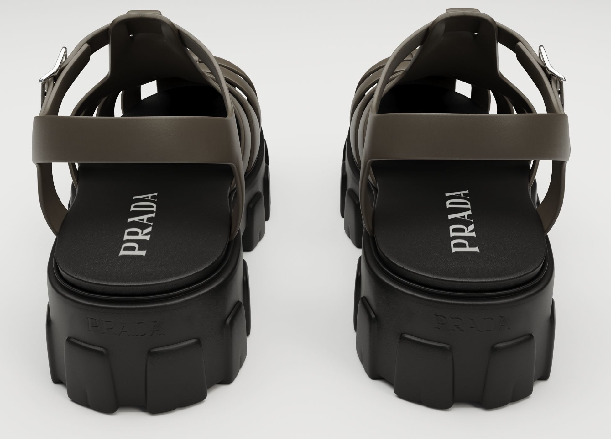 Sandals Prada on platform collection Low-poly 3D model_18