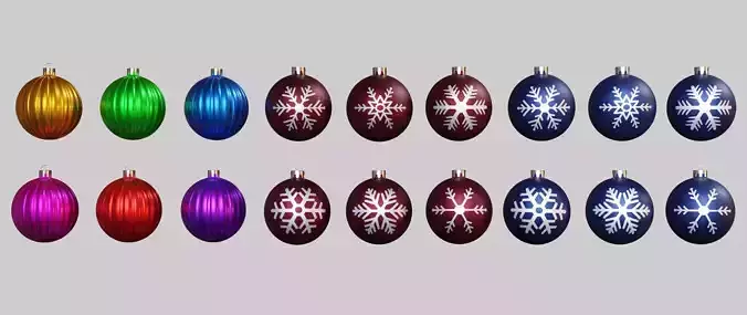New Year and Christmas decorations Low-poly 3D model