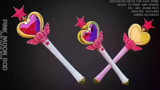 Sailor Moon Pink Moon Rod  for Cosplay 3D print model