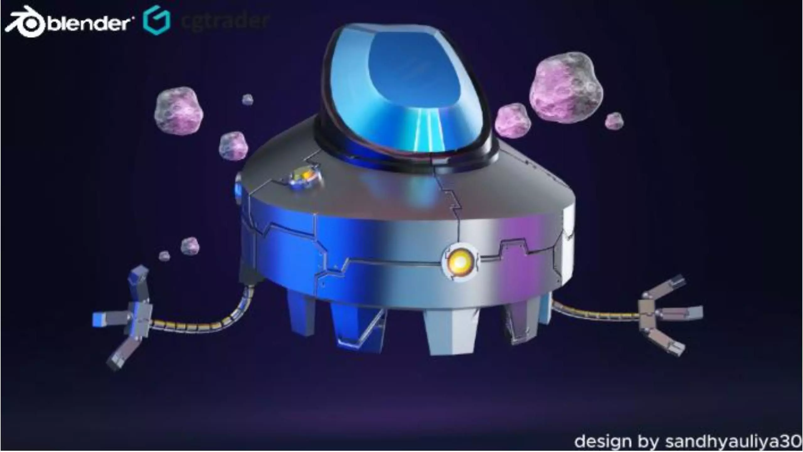 Robot SCI-FI with Arm Low-poly 3D model_0