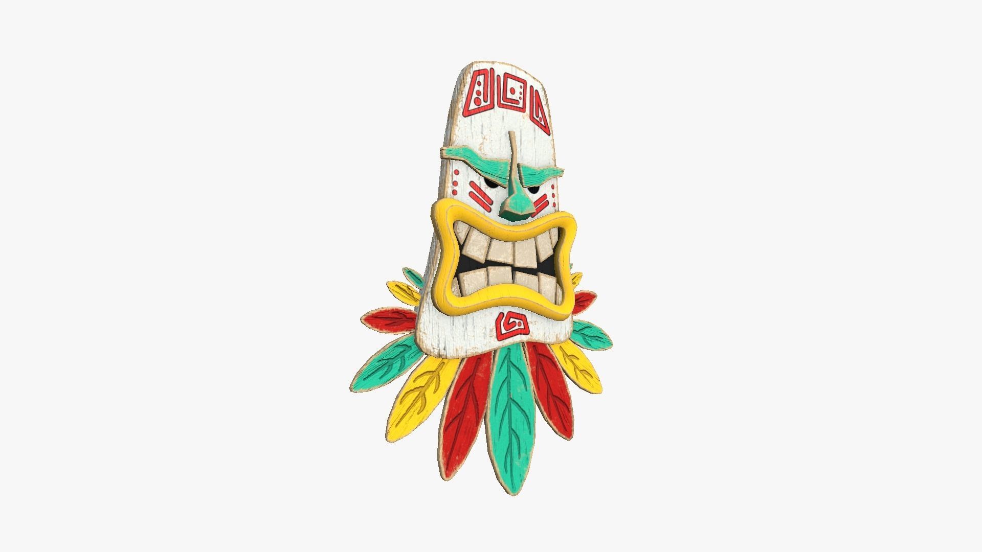 Tribal Mask H01 Colored - Costume Character Design Low-poly 3D model_1