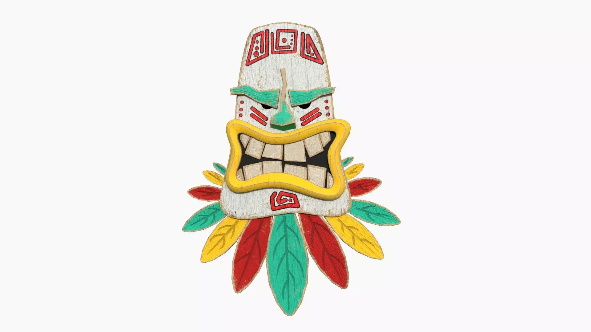 Tribal Mask H01 Colored - Costume Character Design Low-poly 3D model_0