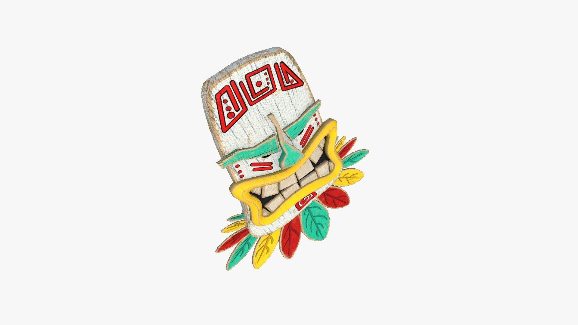 Tribal Mask H01 Colored - Costume Character Design Low-poly 3D model_3