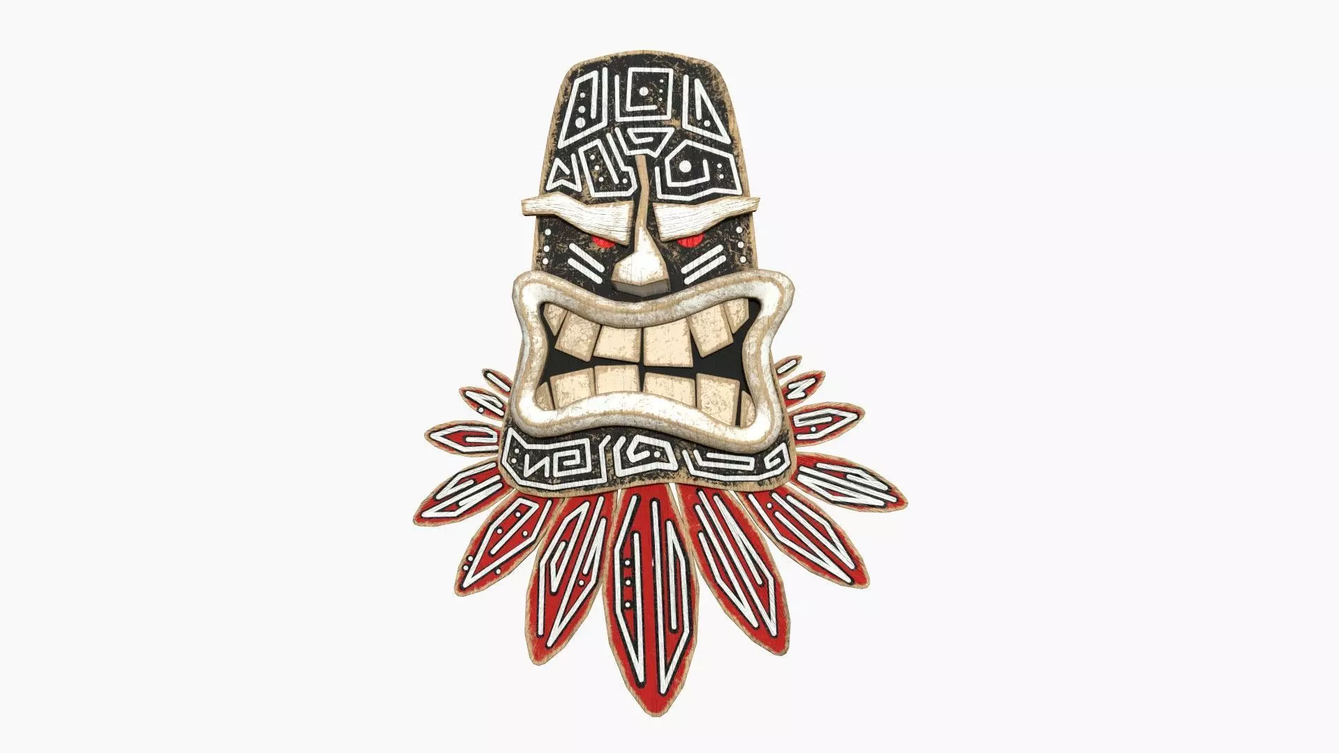 Tribal Mask H02 Black Red - Costume Character Design Low-poly 3D model_0