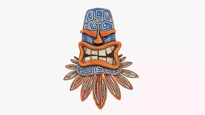 Tribal Mask H03 Blue Orange - Costume Character Design Low-poly 3D model