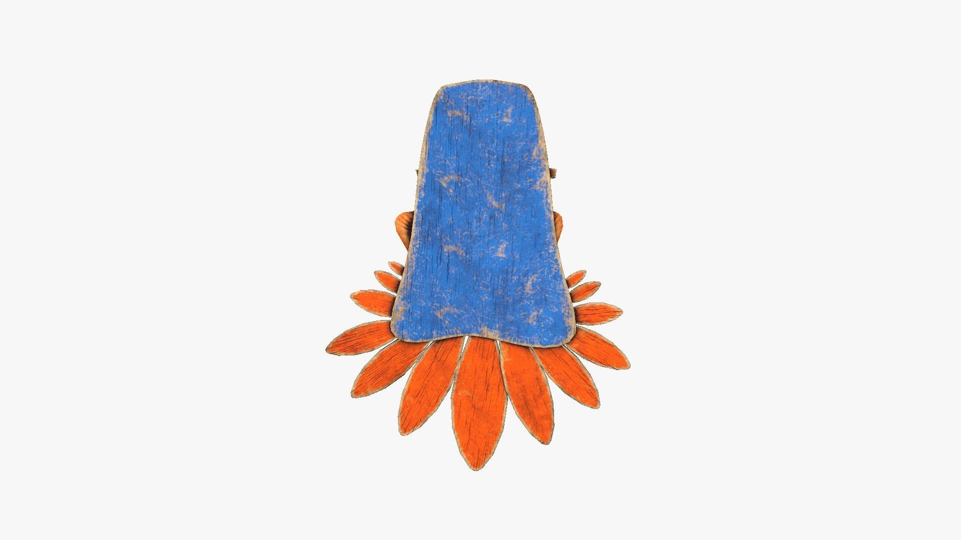 Tribal Mask H03 Blue Orange - Costume Character Design Low-poly 3D model_2