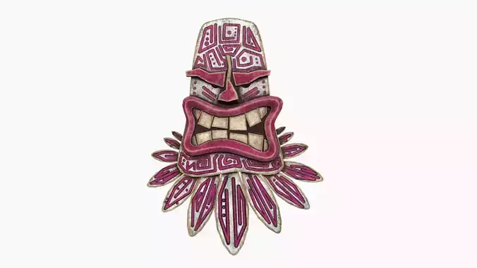 Tribal Mask H04 White Purple - Costume Character Design Low-poly 3D model