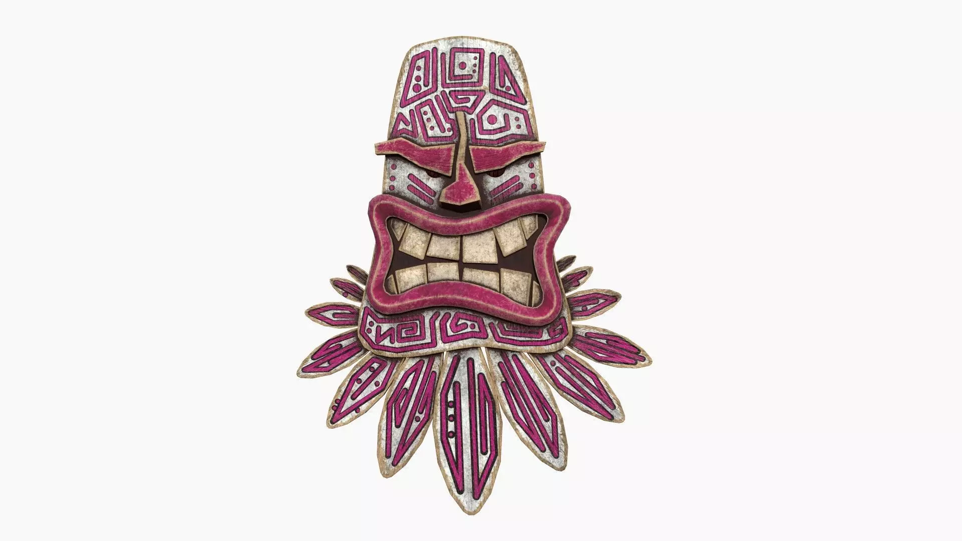 Tribal Mask H04 White Purple - Costume Character Design Low-poly 3D model_0
