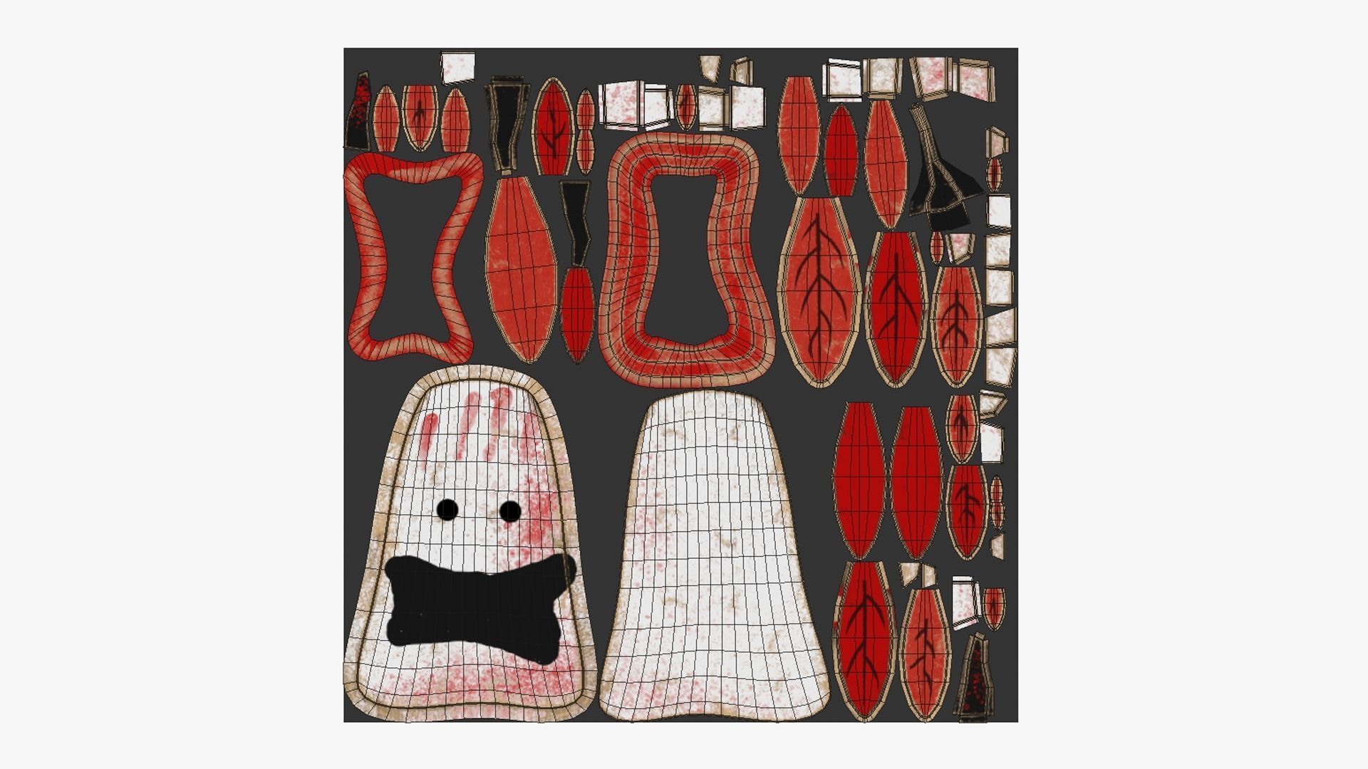 Tribal Mask H05 White Bloody - Costume Character Design Low-poly 3D model_5