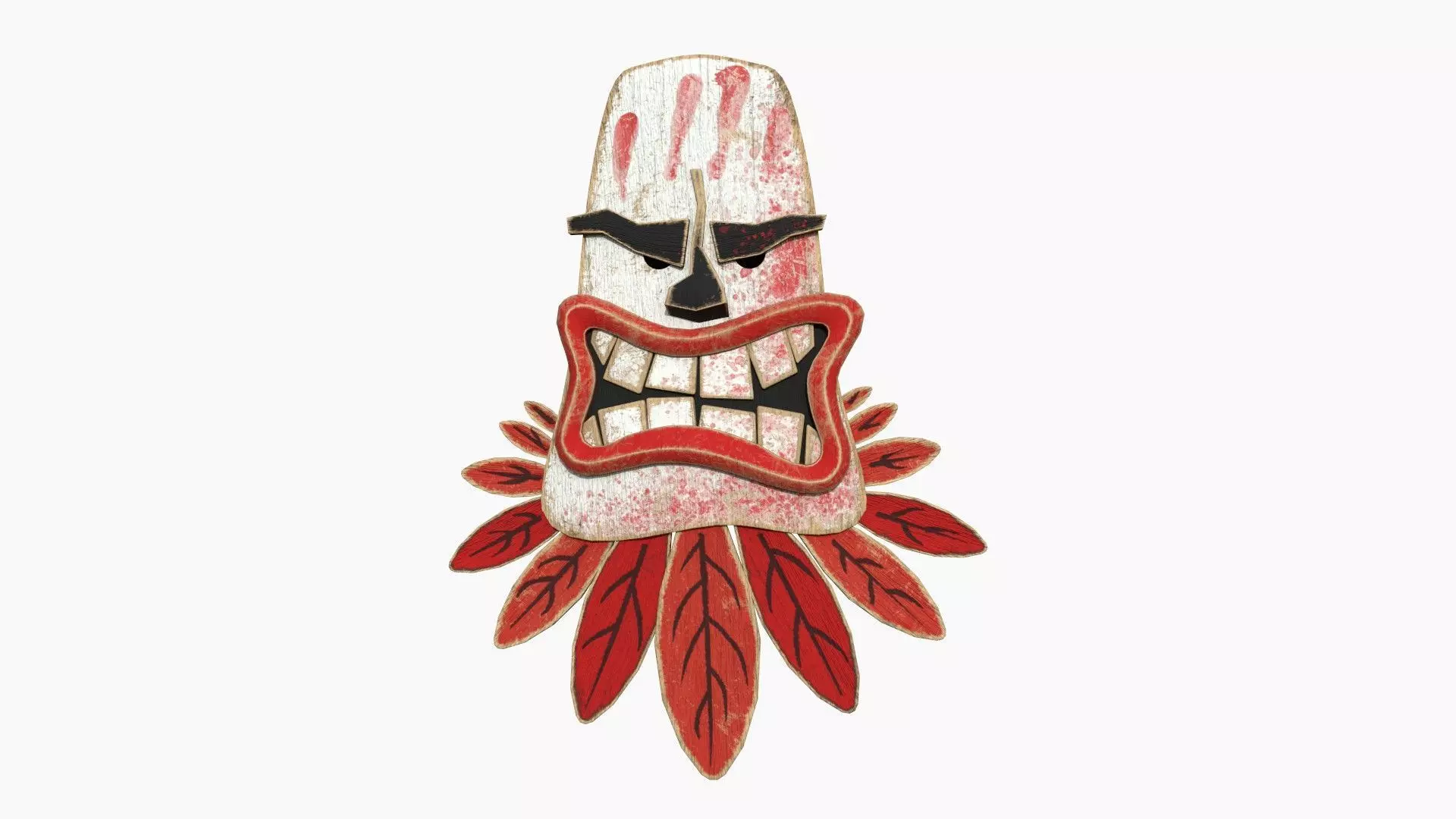 Tribal Mask H05 White Bloody - Costume Character Design Low-poly 3D model_0