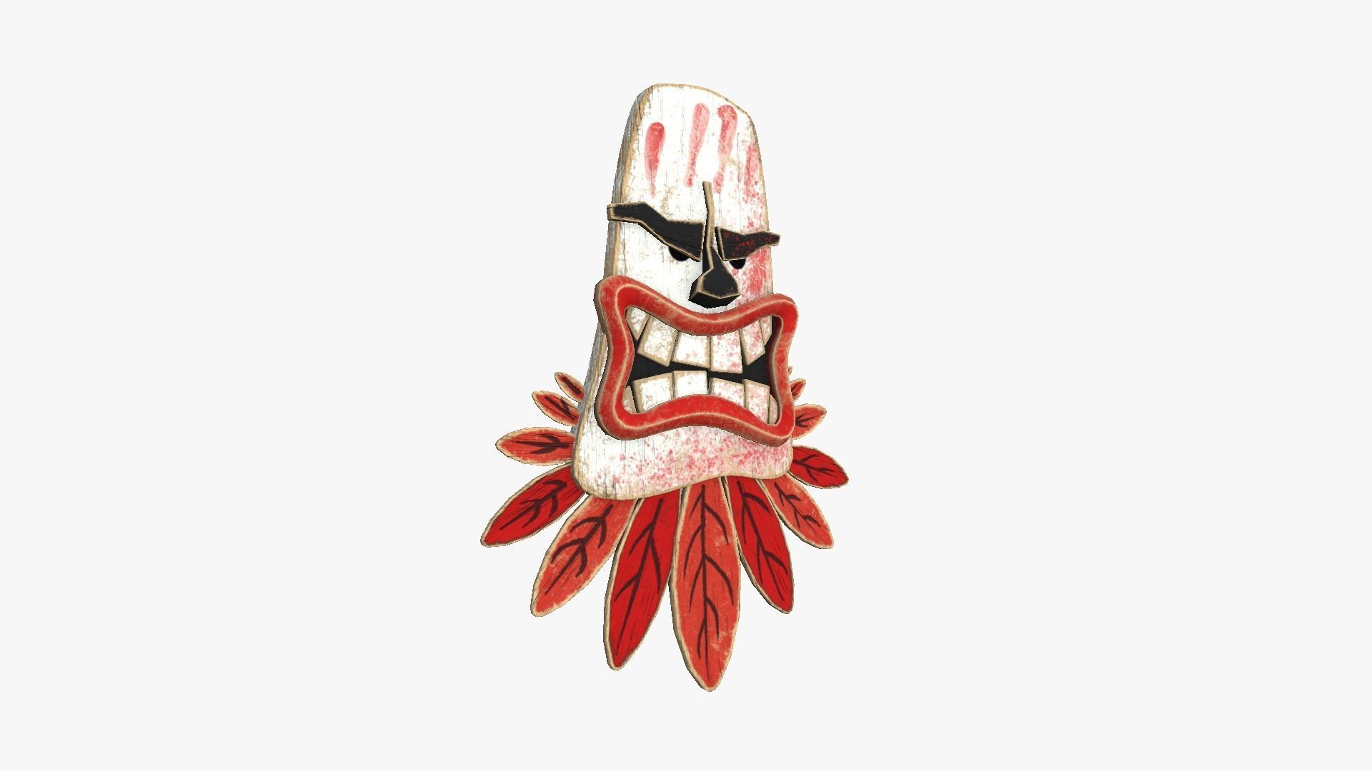 Tribal Mask H05 White Bloody - Costume Character Design Low-poly 3D model_1