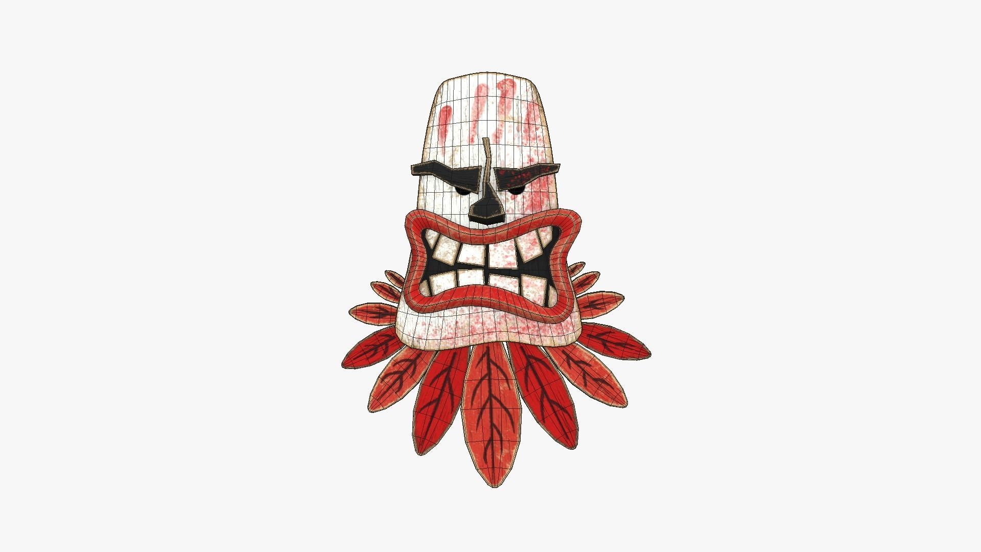 Tribal Mask H05 White Bloody - Costume Character Design Low-poly 3D model_6