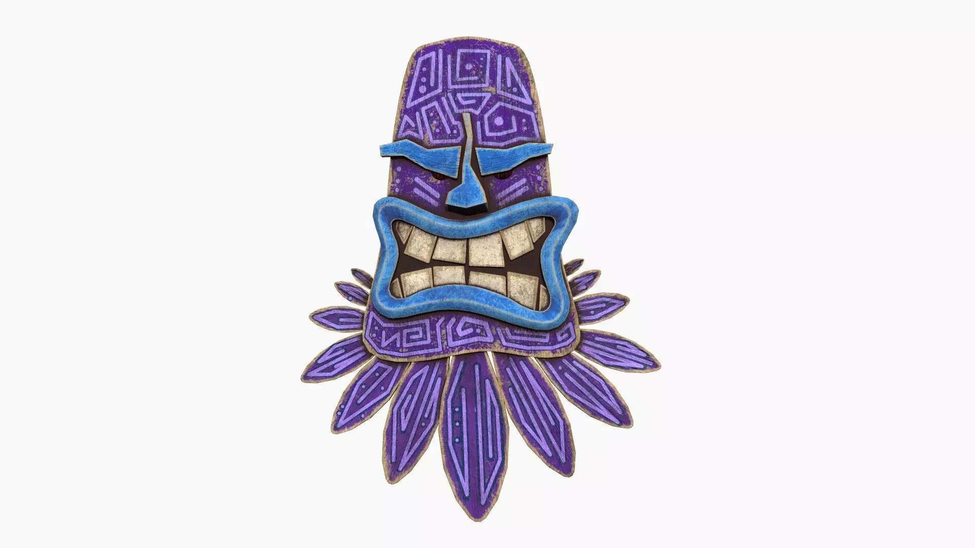 Tribal Mask H06 Blue Purple - Costume Character Design Low-poly 3D model_0