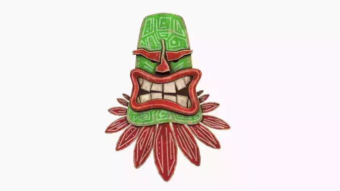Tribal Mask H07 Red Green - Costume Character Design Low-poly 3D model