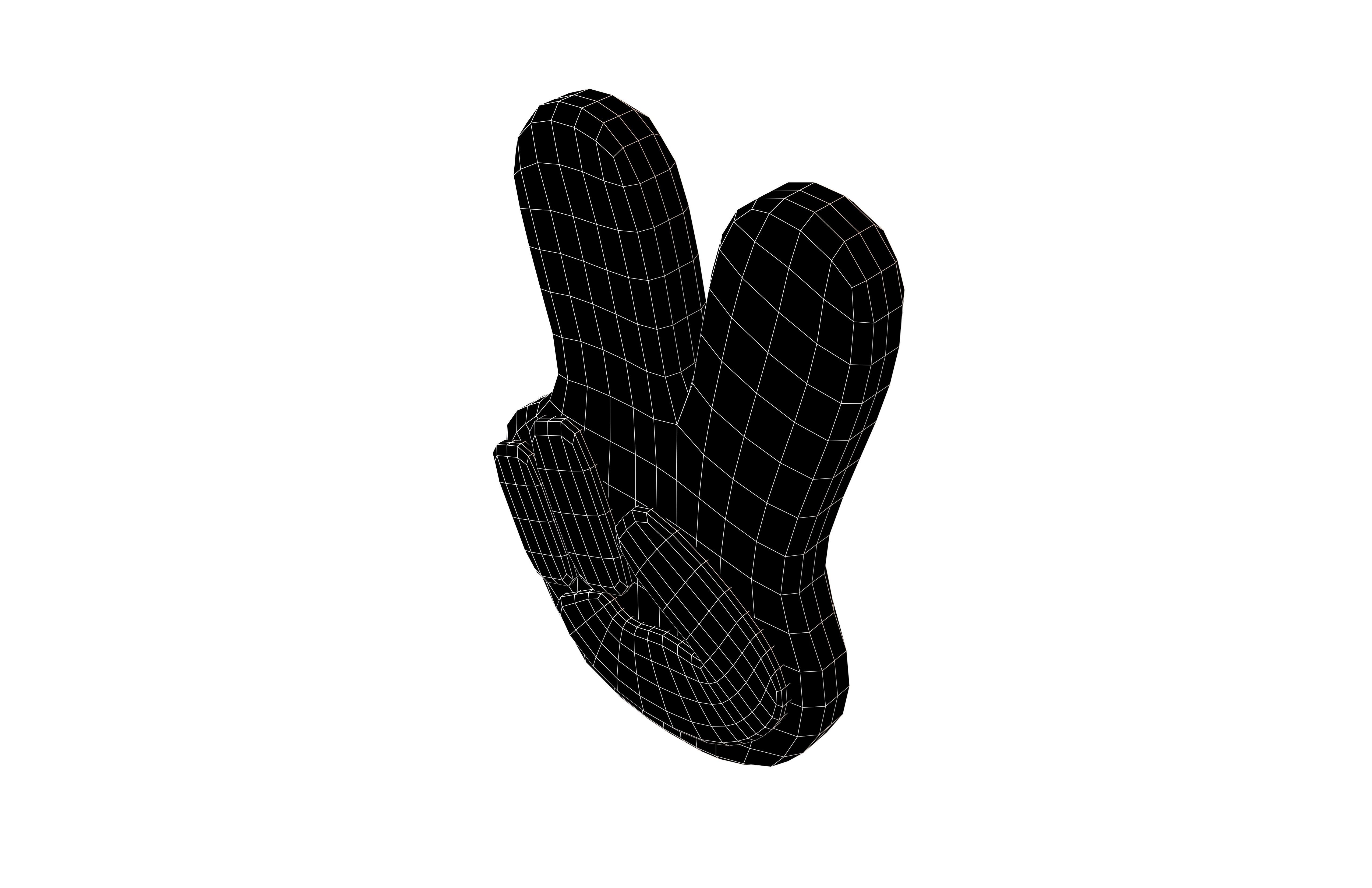 Winning Hand Symbol Glove v1 009 Low-poly 3D model_6