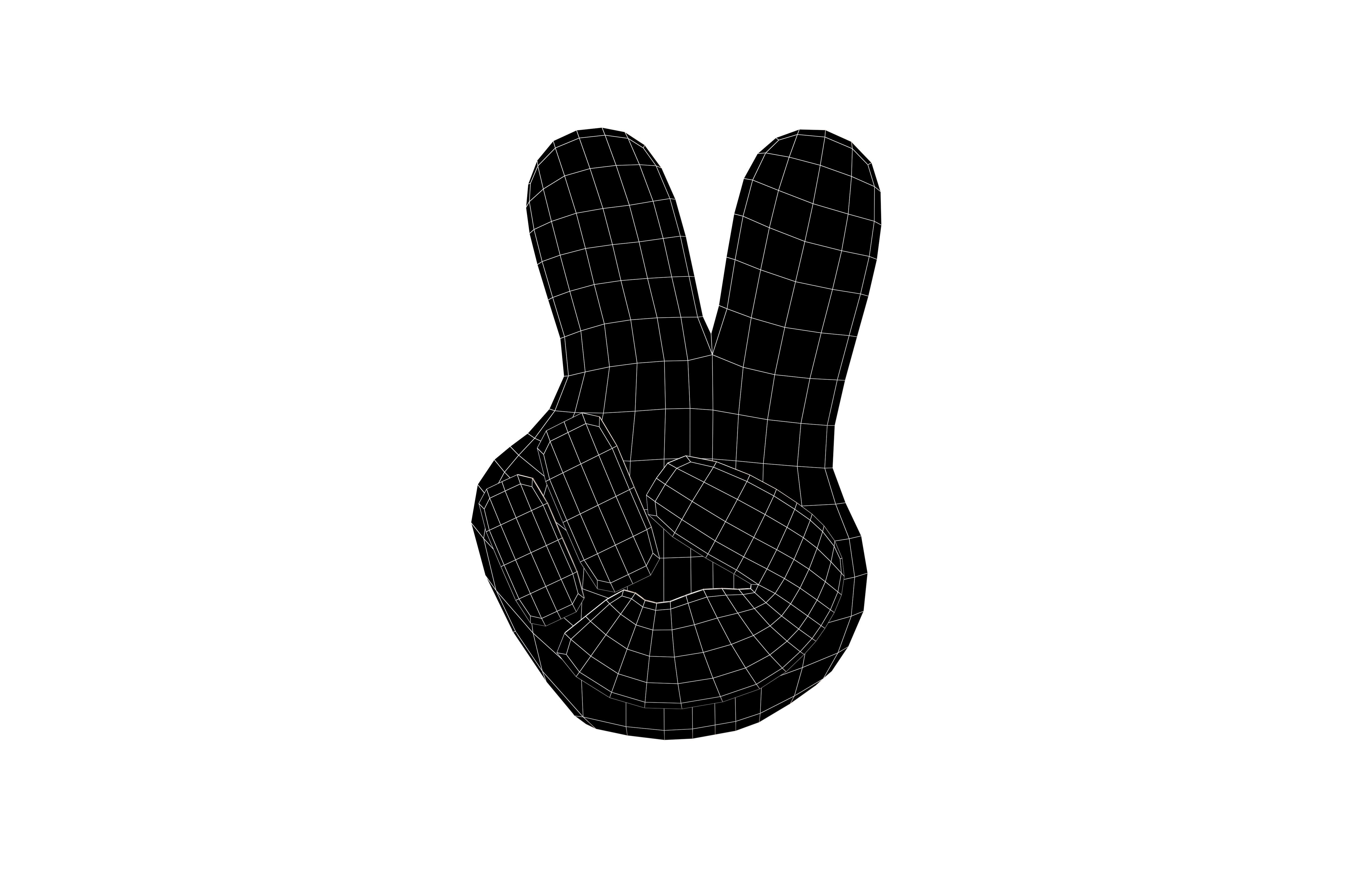 Winning Hand Symbol Glove v1 009 Low-poly 3D model_5