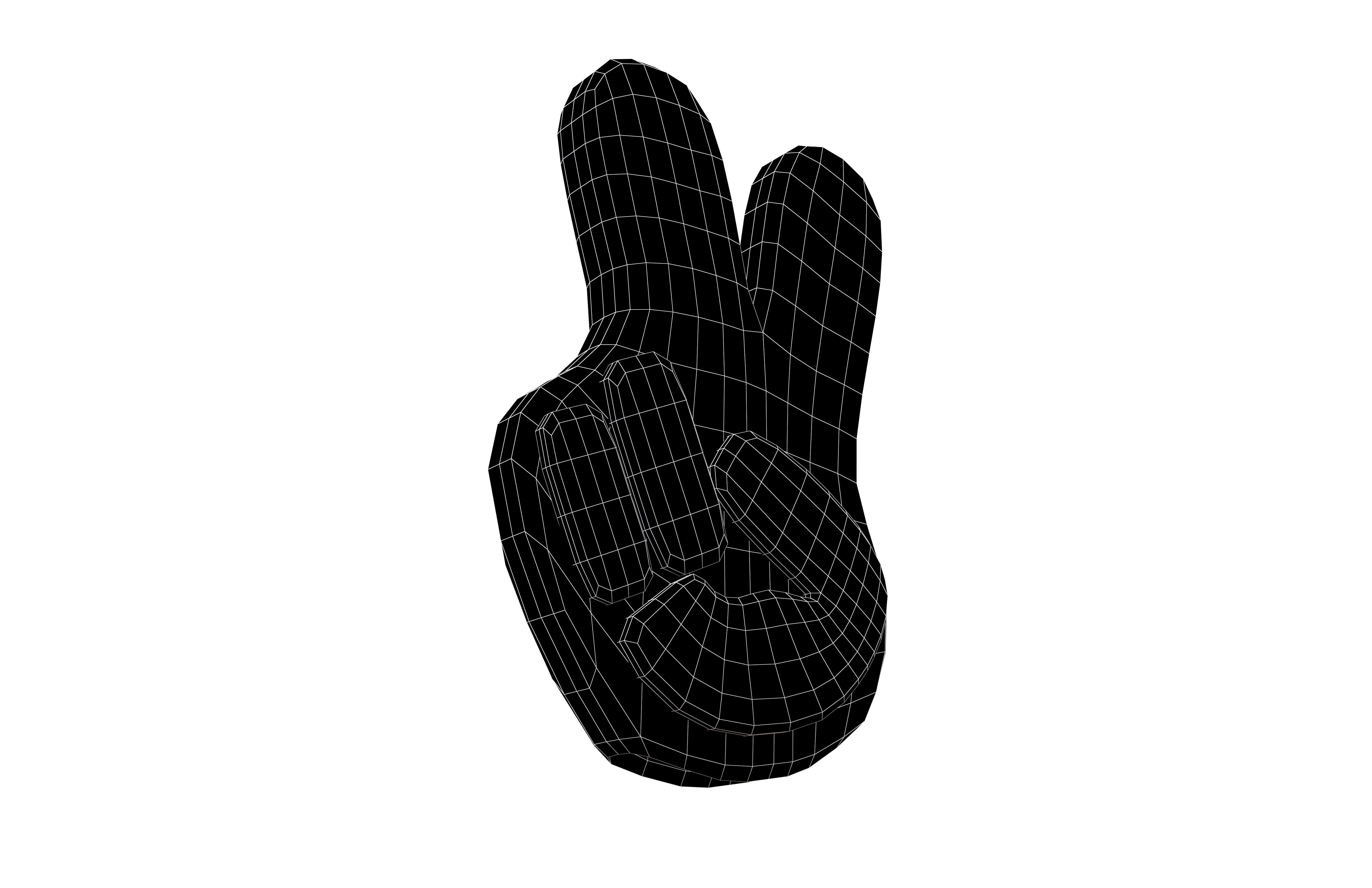 Winning Hand Symbol Glove v1 009 Low-poly 3D model_7