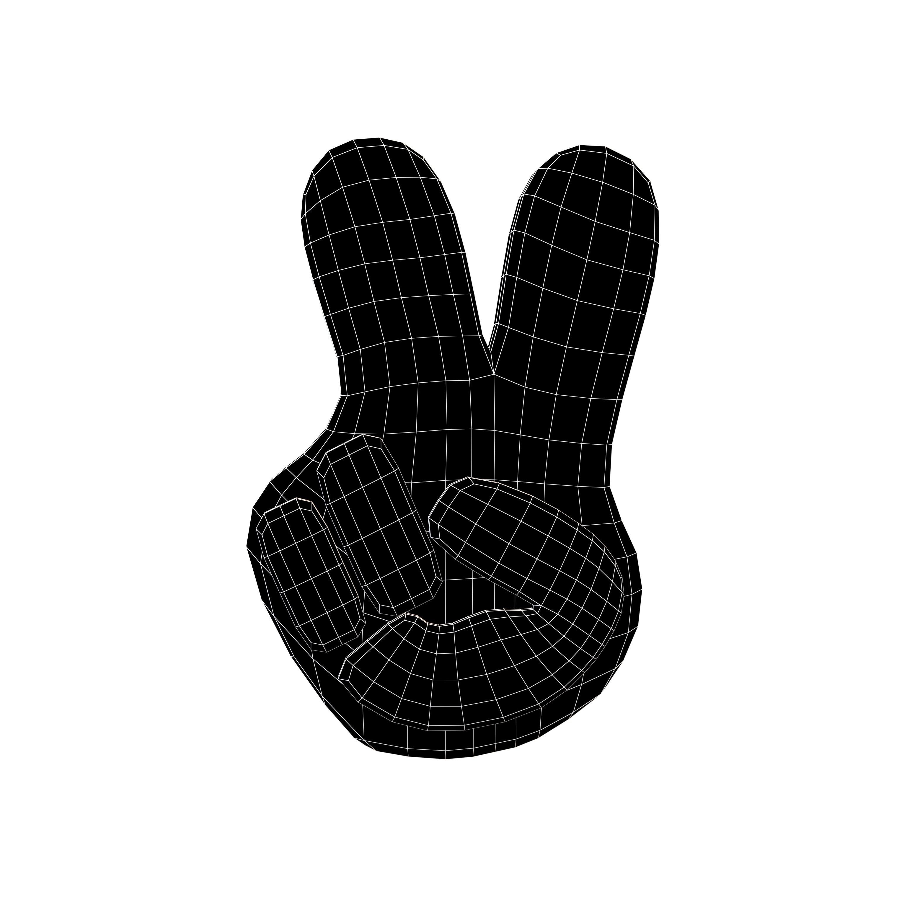 Winning Hand Symbol Glove v1 009 Low-poly 3D model_4