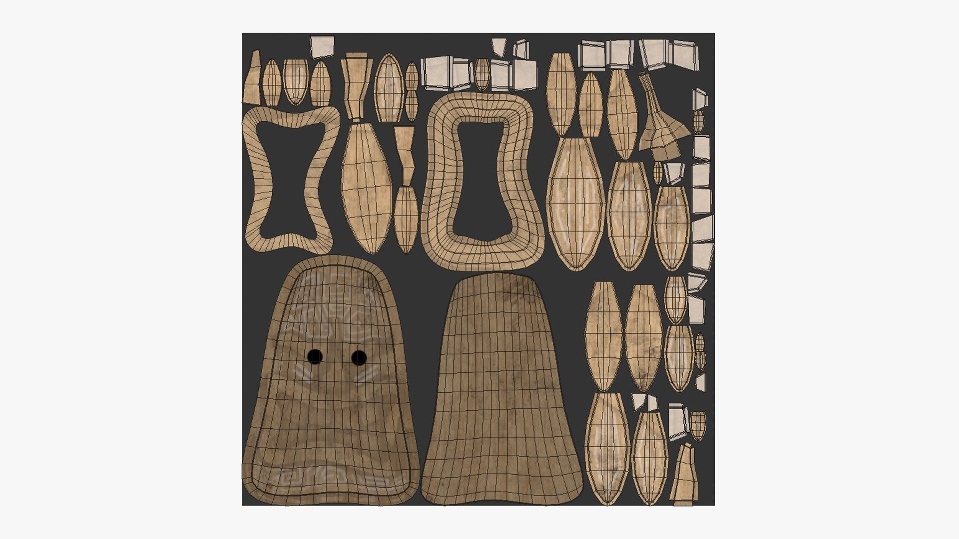 Tribal Mask H08 Full Wood - Costume Character Design Low-poly 3D model_5