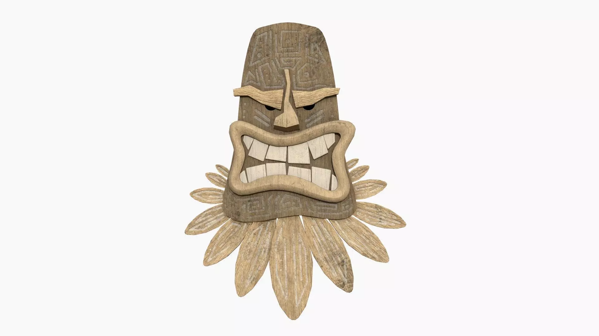 Tribal Mask H08 Full Wood - Costume Character Design Low-poly 3D model_0