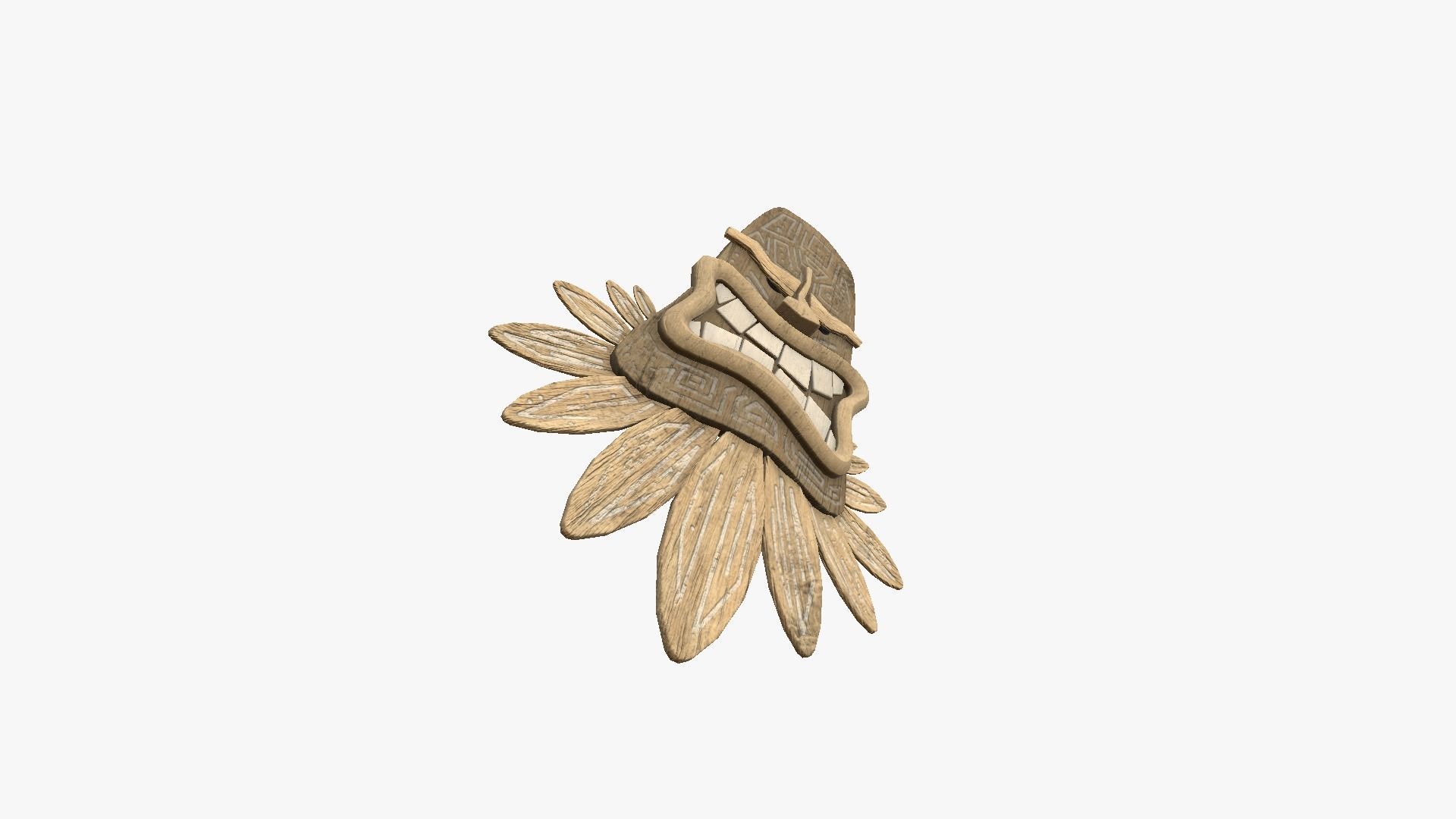 Tribal Mask H08 Full Wood - Costume Character Design Low-poly 3D model_4