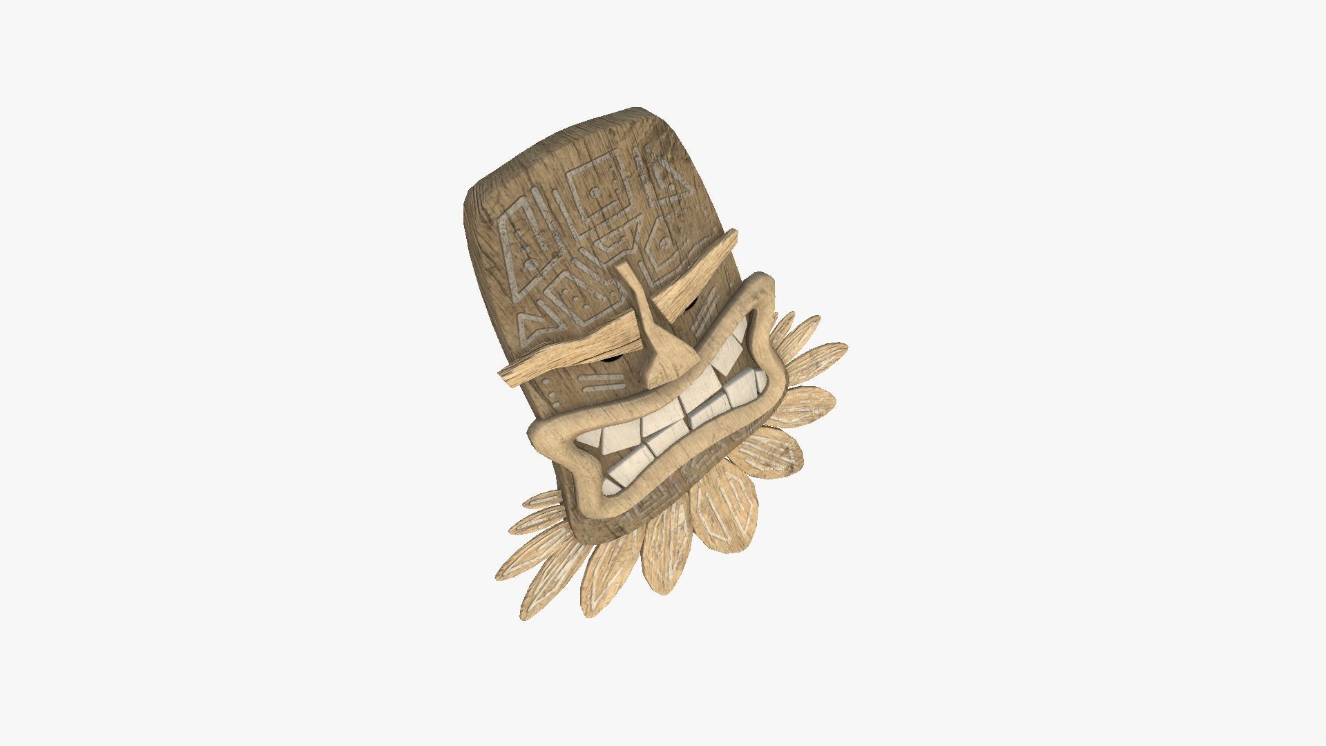 Tribal Mask H08 Full Wood - Costume Character Design Low-poly 3D model_3