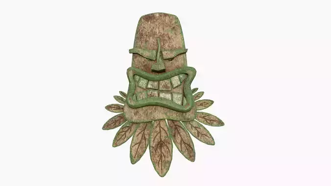 Tribal Mask H09 Wood Mud - Costume Character Design Low-poly 3D model