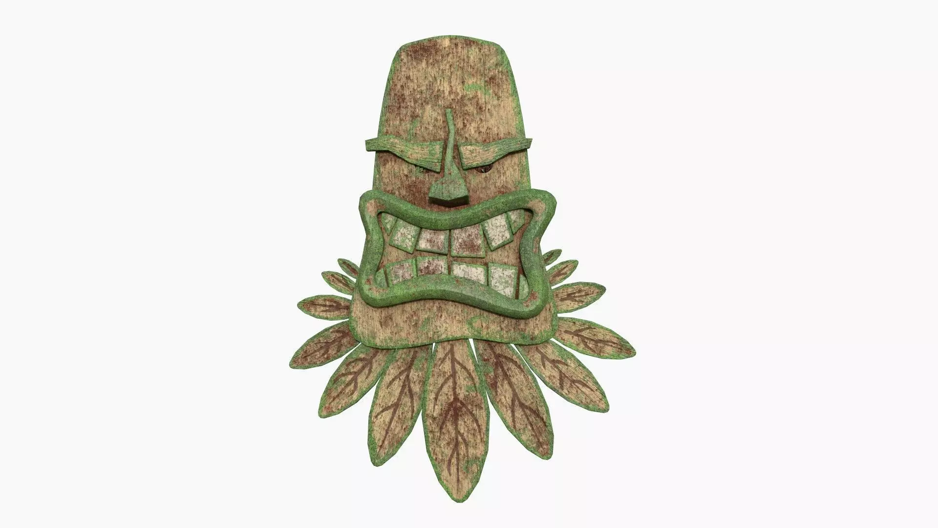 Tribal Mask H09 Wood Mud - Costume Character Design Low-poly 3D model_0