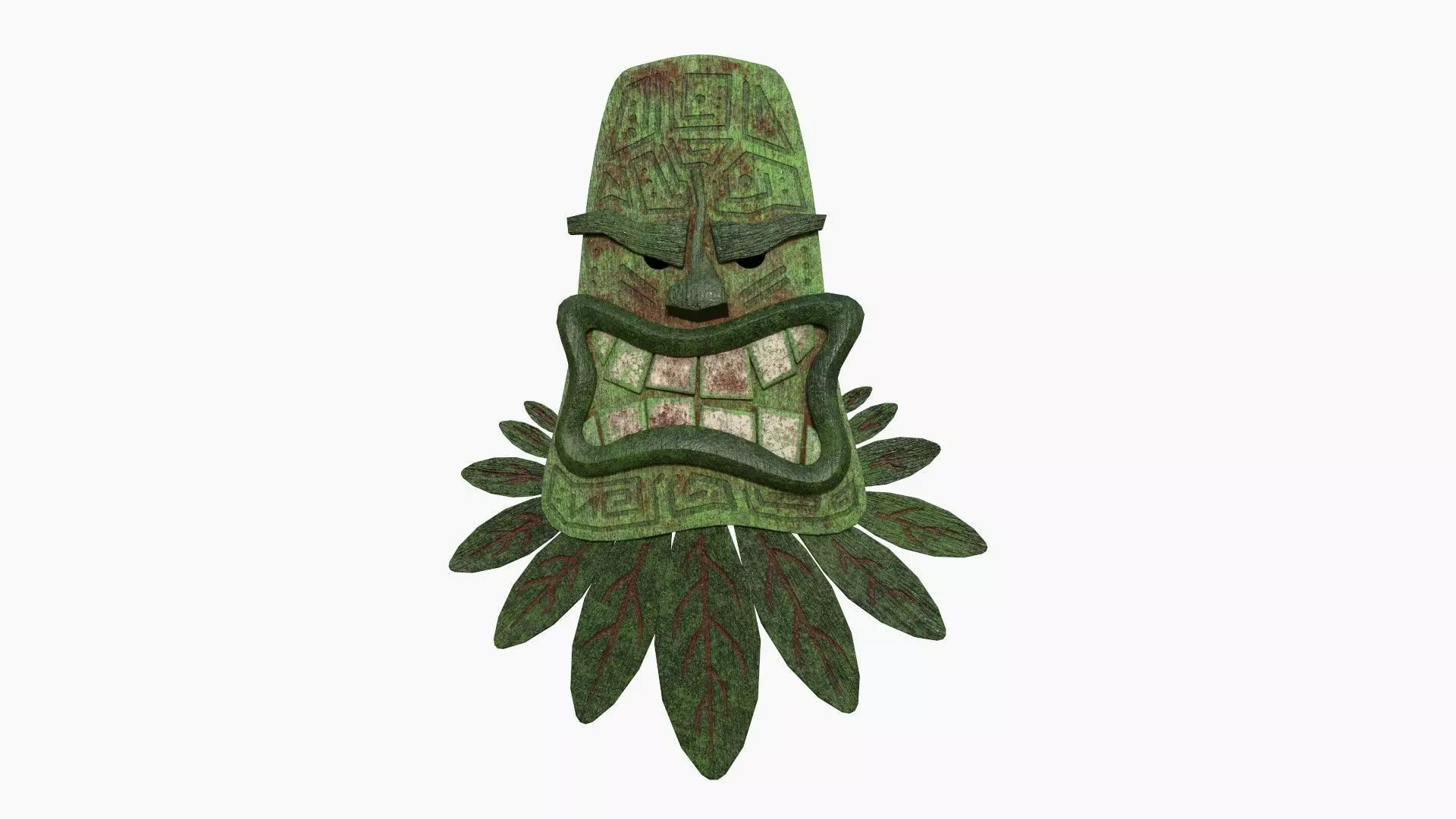 Tribal Mask H10 Full Mud - Costume Character Design Low-poly 3D model_0