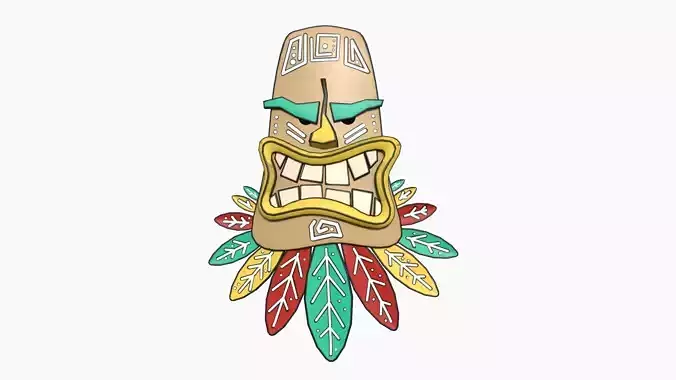Tribal Mask H11 Cartoon - Costume Character Design Low-poly 3D model