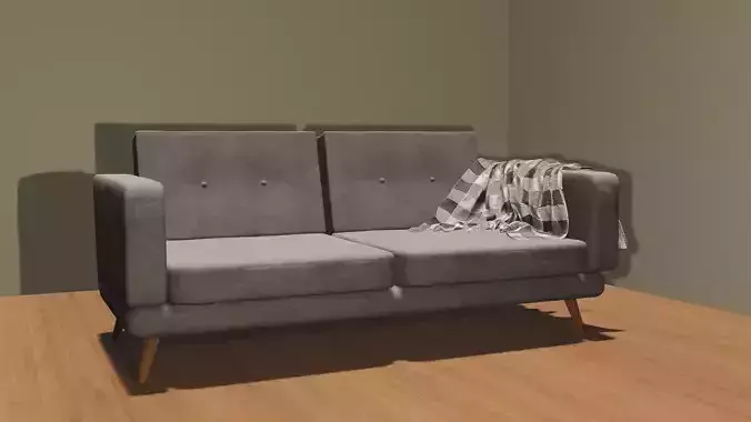 Sofa couch with grey plaid