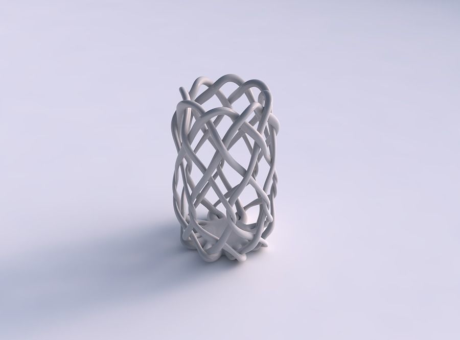 Bowl oval with interlacing lattice tapered 3D print model_0